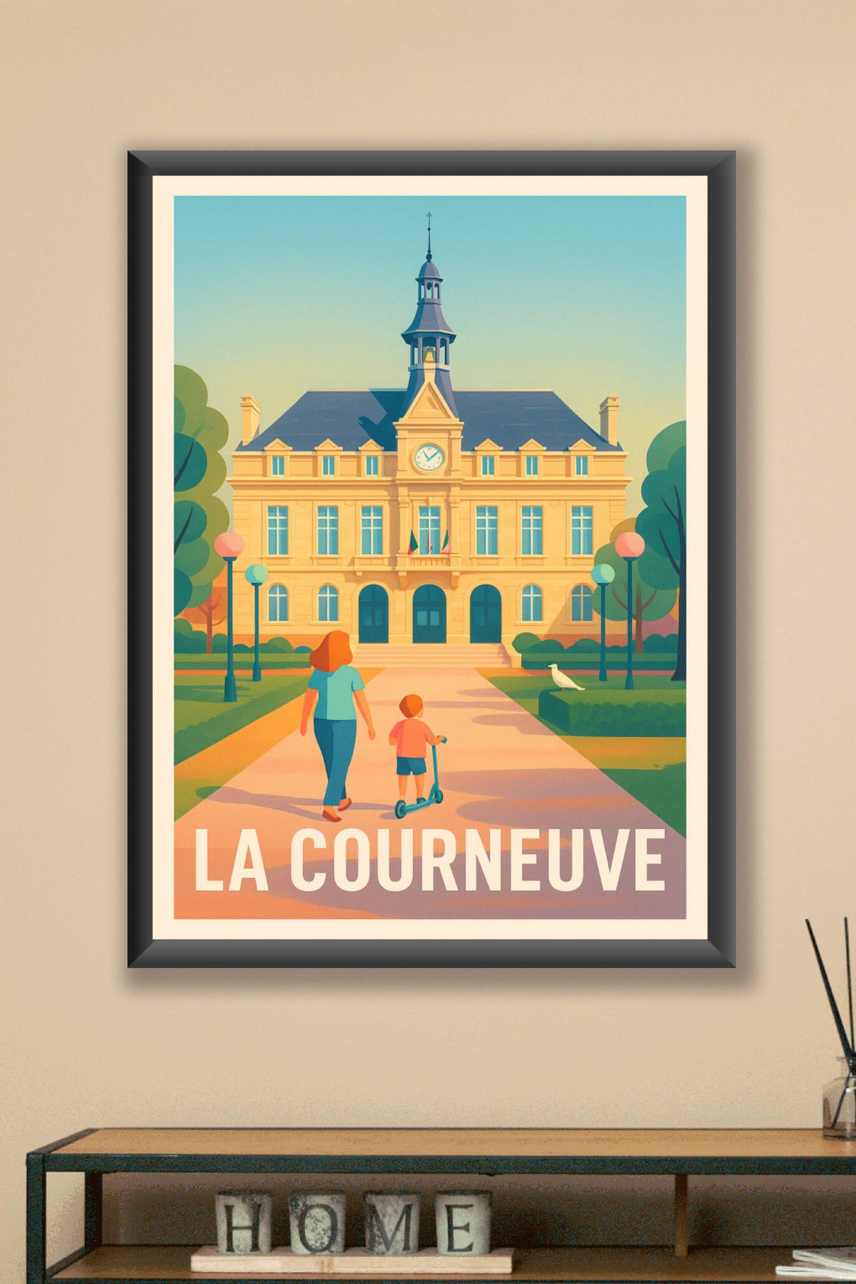 Affiche La Courneuve — Promenade ensoleillée au cœur de la ville · poster d'art de La Courneuve
