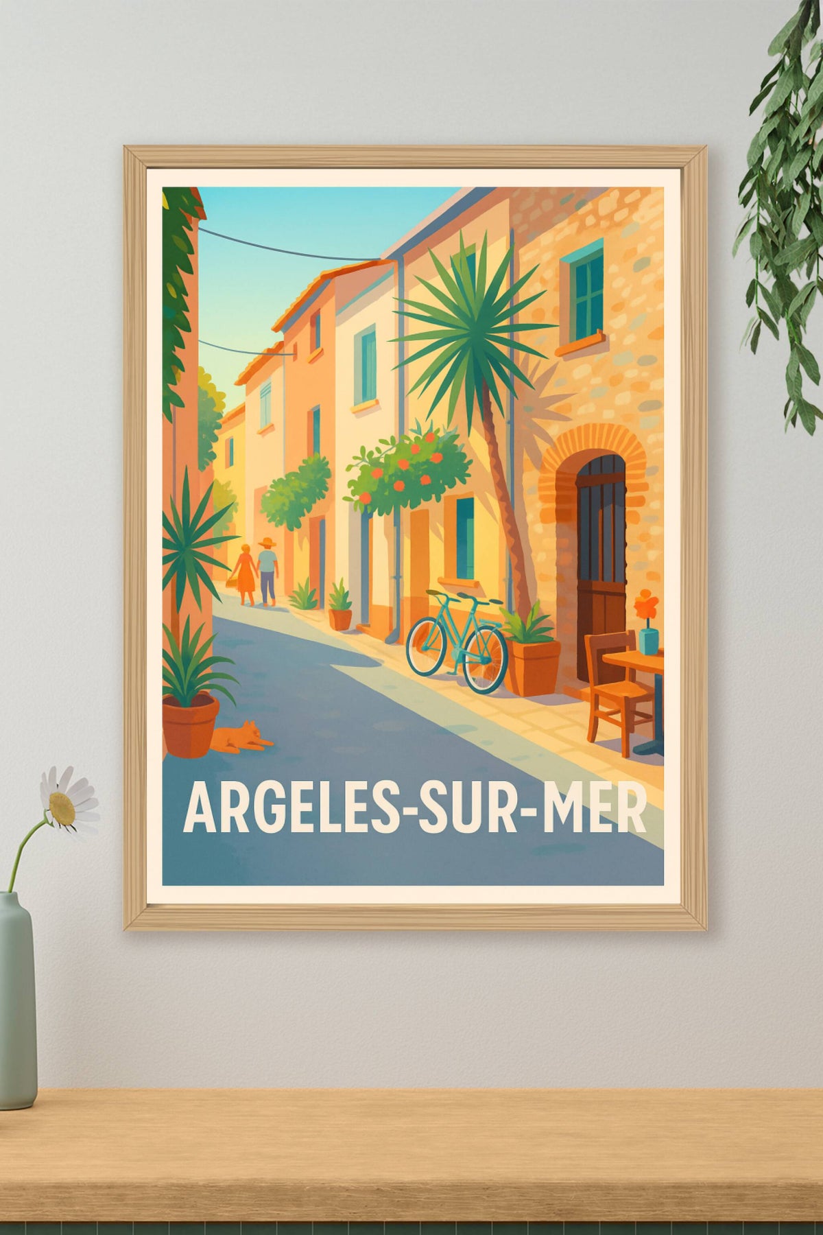 Affiche Argelès-sur-Mer — L'élégance d'une ruelle ensoleillée · poster d'art de Argelès-sur-Mer
