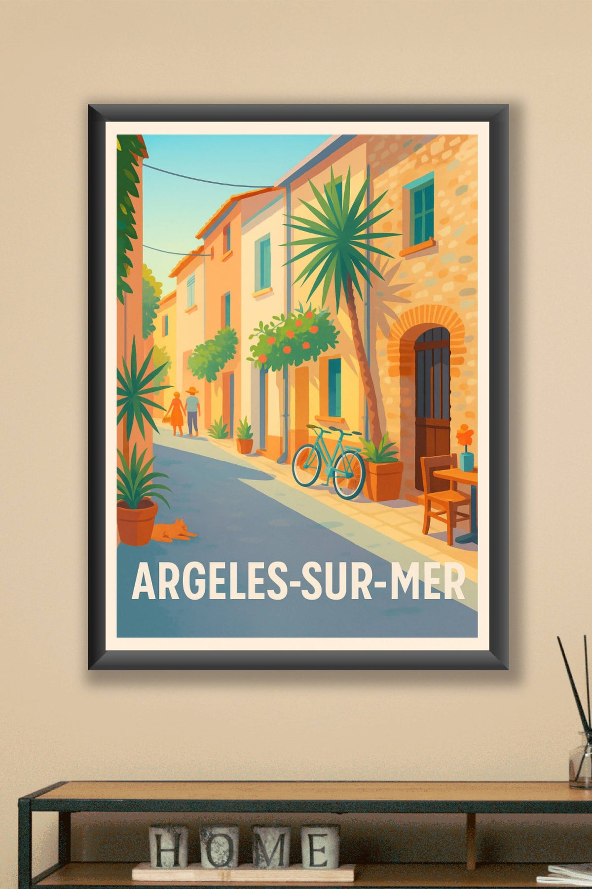 Affiche Argelès-sur-Mer — L'élégance d'une ruelle ensoleillée · poster d'art de Argelès-sur-Mer
