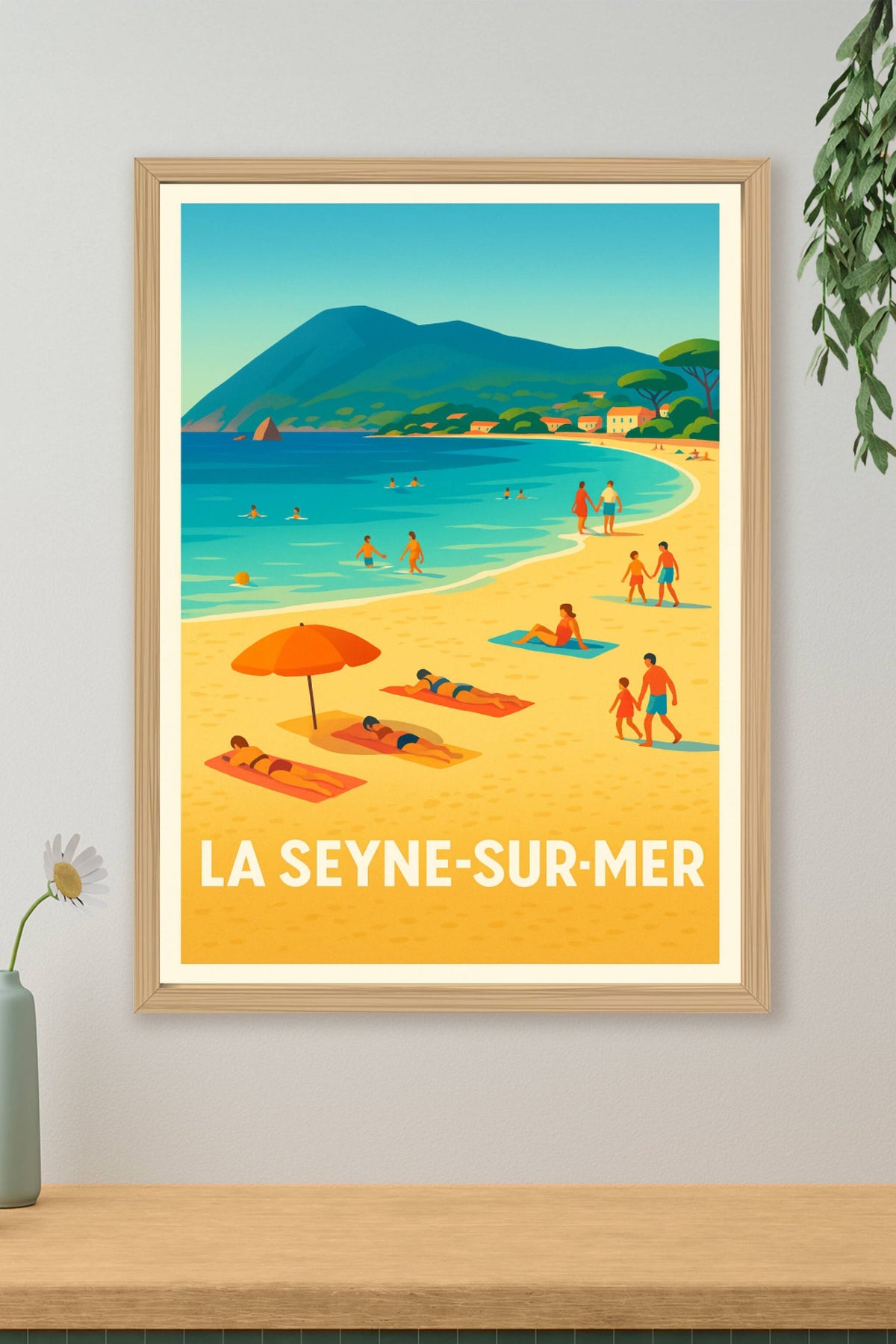 Affiche La Seyne-sur-Mer — Escapade ensoleillée sur la plage · poster d'art de La Seyne-sur-Mer