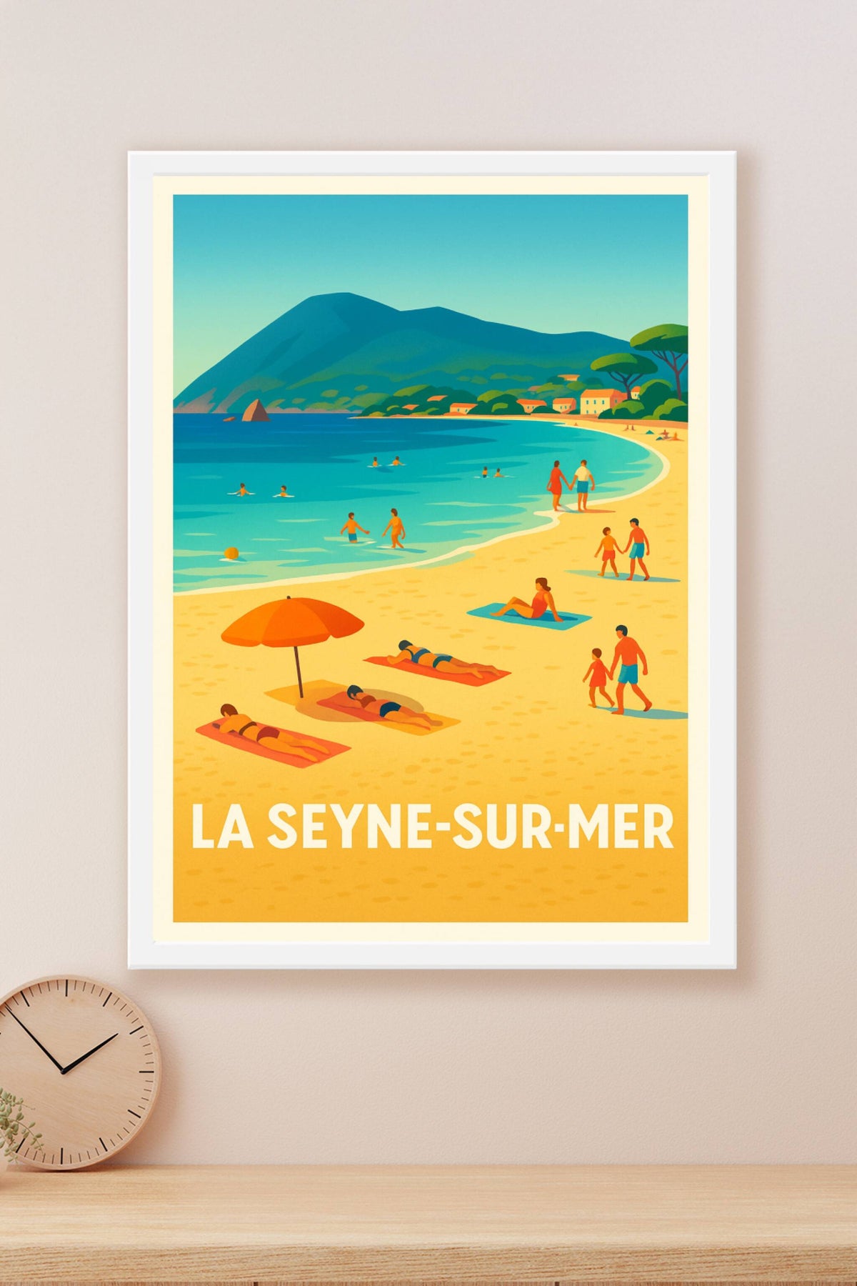Affiche La Seyne-sur-Mer — Escapade ensoleillée sur la plage · poster d'art de La Seyne-sur-Mer