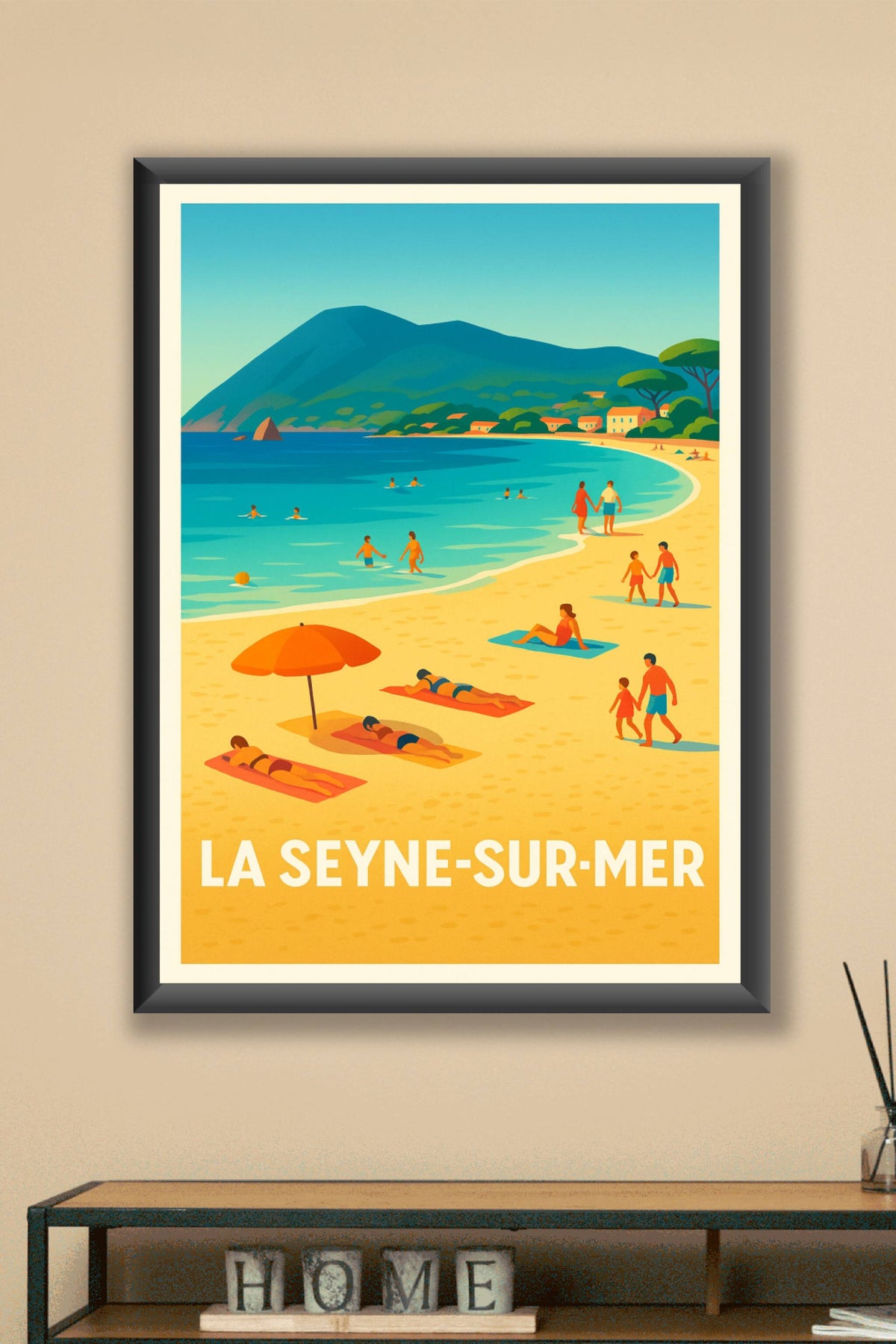Affiche La Seyne-sur-Mer — Escapade ensoleillée sur la plage · poster d'art de La Seyne-sur-Mer