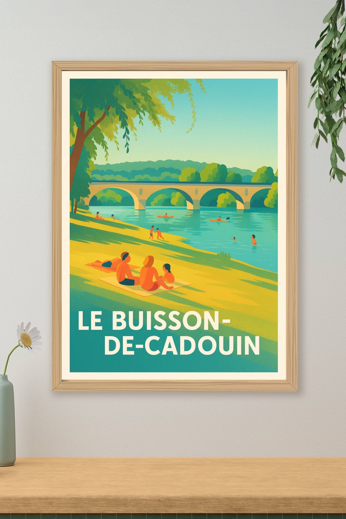 Affiche Le Buisson-de-Cadouin — Escapade bucolique au bord de l'eau · poster d'art de Le Buisson-de-Cadouin