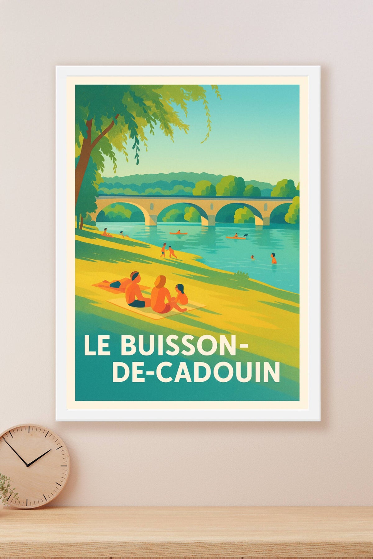 Affiche Le Buisson-de-Cadouin — Escapade bucolique au bord de l'eau · poster d'art de Le Buisson-de-Cadouin