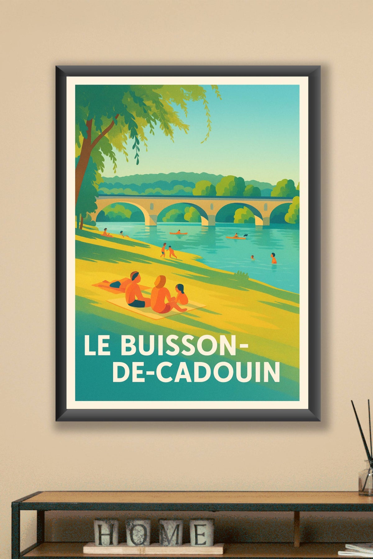 Affiche Le Buisson-de-Cadouin — Escapade bucolique au bord de l'eau · poster d'art de Le Buisson-de-Cadouin