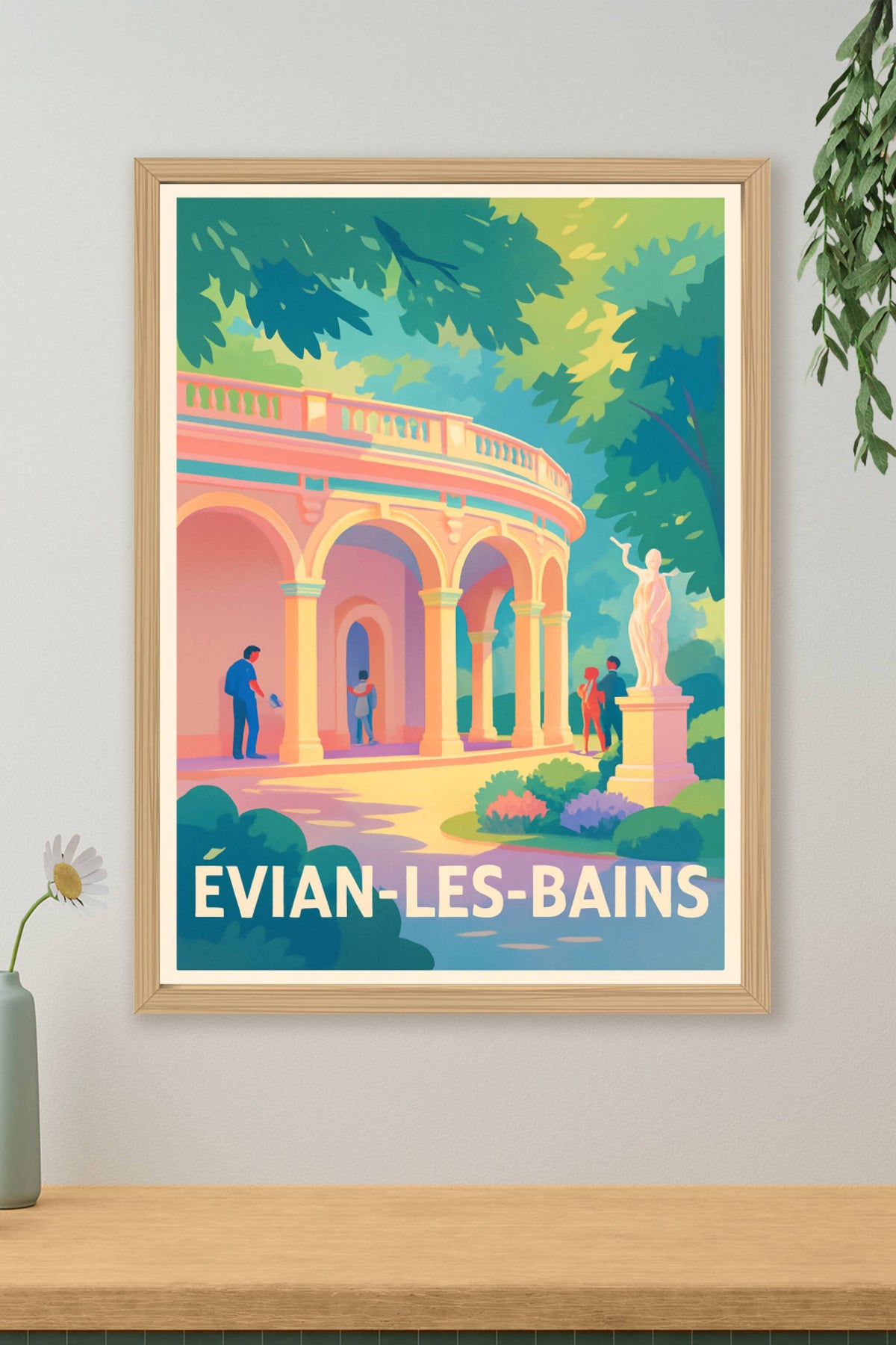 Affiche Évian-les-Bains — Élégance et sérénité au bord du lac · poster d'art de Évian-les-Bains
