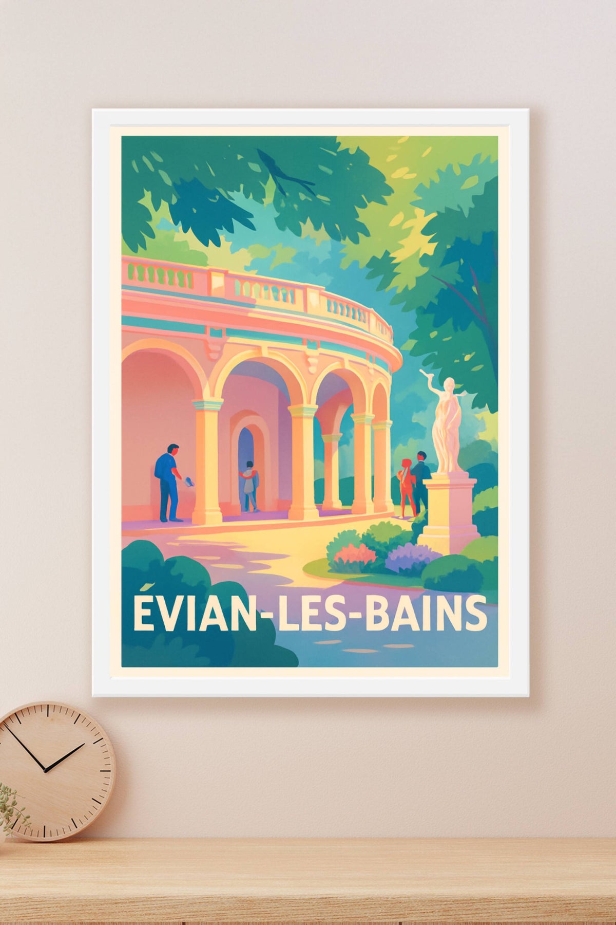 Affiche Évian-les-Bains — Élégance et sérénité au bord du lac · poster d'art de Évian-les-Bains
