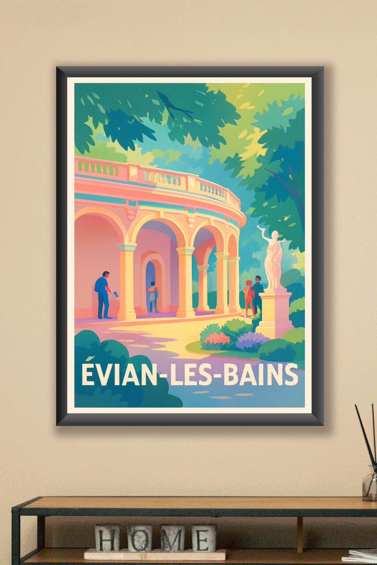 Affiche Évian-les-Bains — Élégance et sérénité au bord du lac · poster d'art de Évian-les-Bains