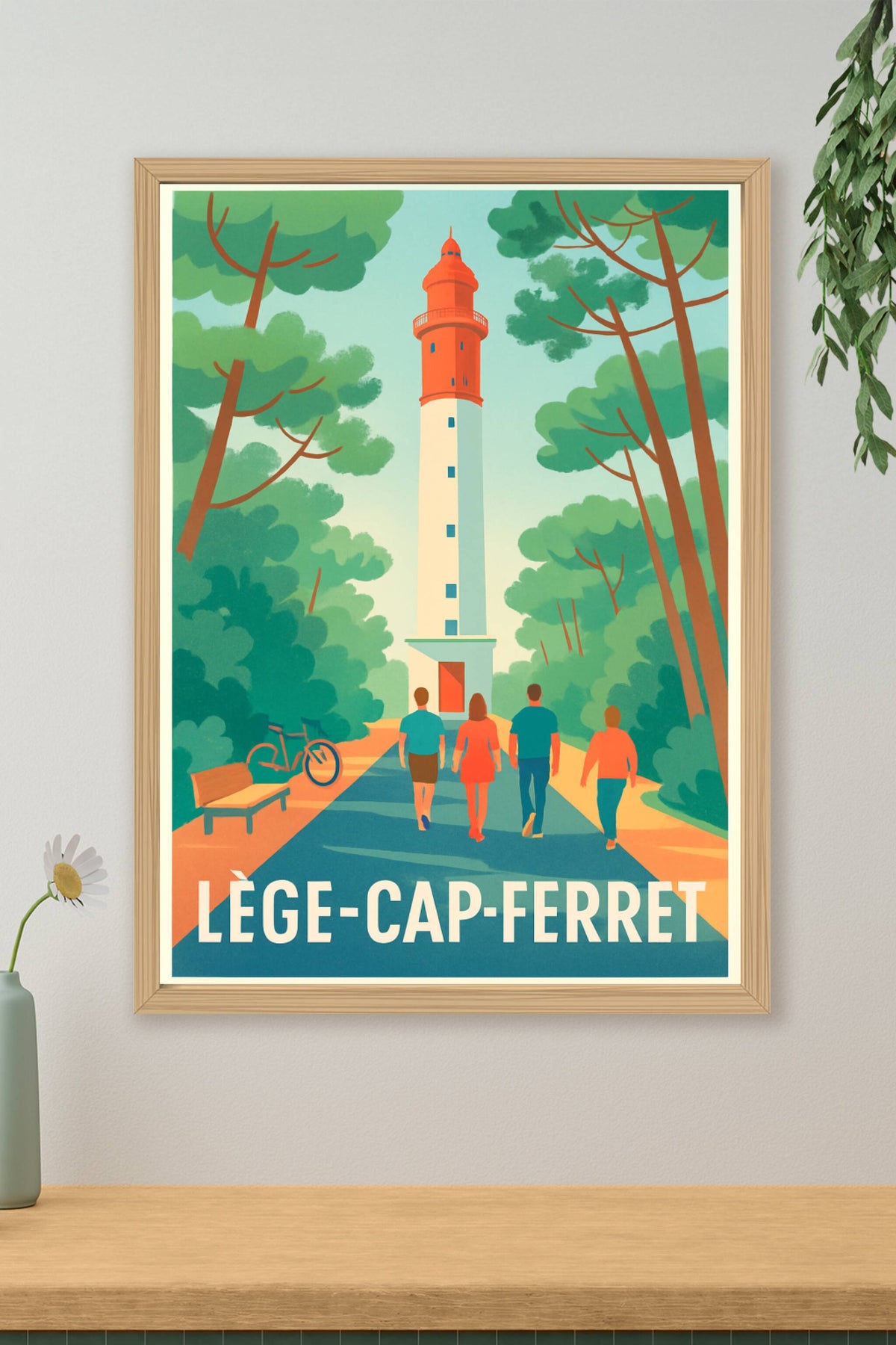 Affiche Lège-Cap-Ferret — Promenade au phare emblématique · poster d'art de Lège-Cap-Ferret