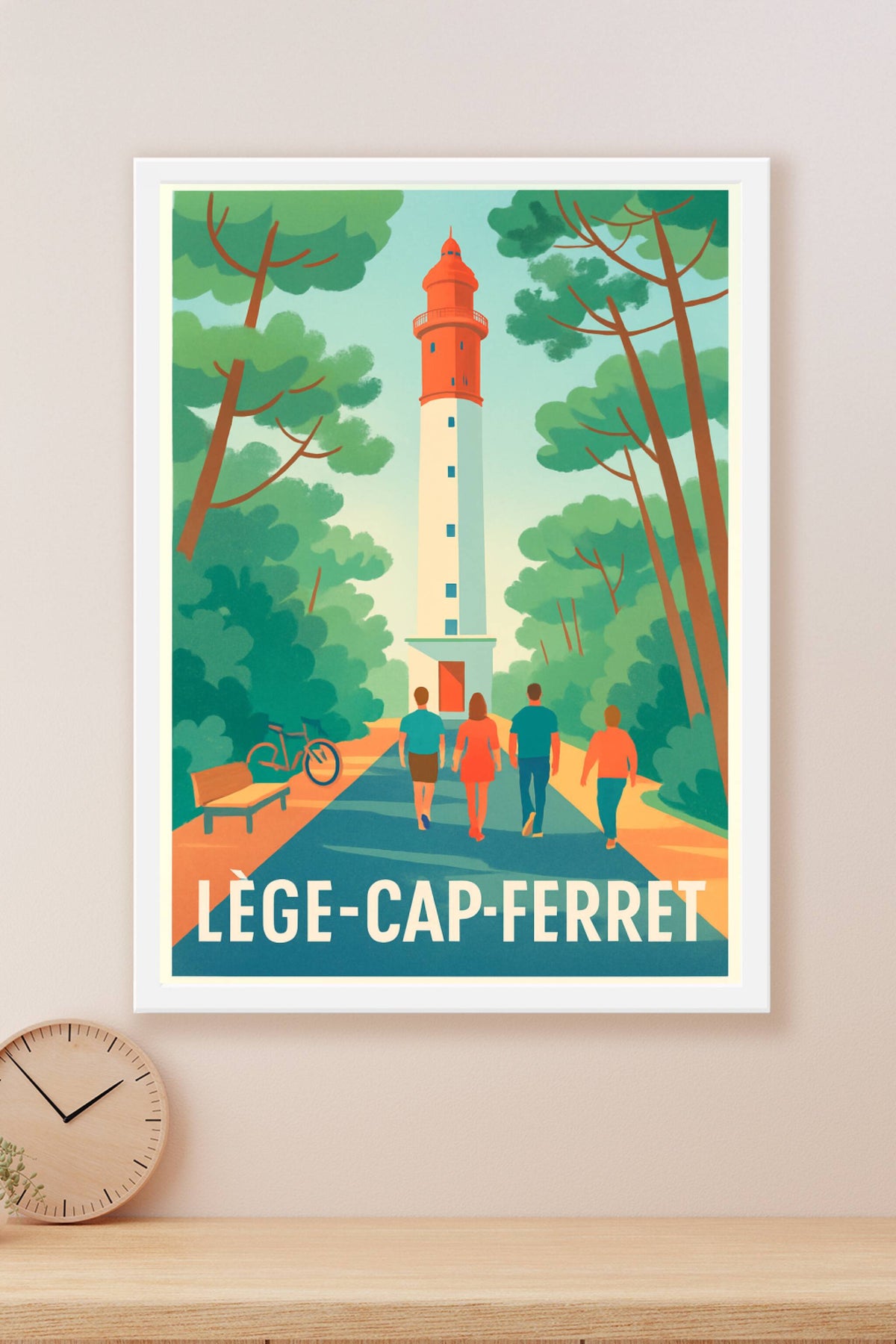 Affiche Lège-Cap-Ferret — Promenade au phare emblématique · poster d'art de Lège-Cap-Ferret