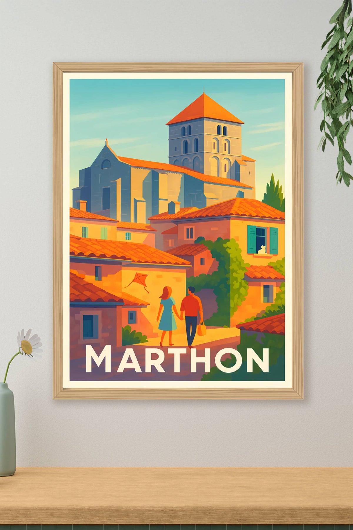 Affiche Marthon — Promenade ensoleillée au cœur du village · poster d'art de Marthon