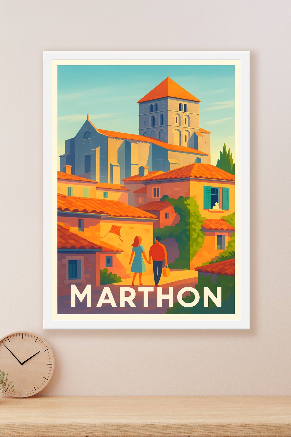 Affiche Marthon — Promenade ensoleillée au cœur du village · poster d'art de Marthon