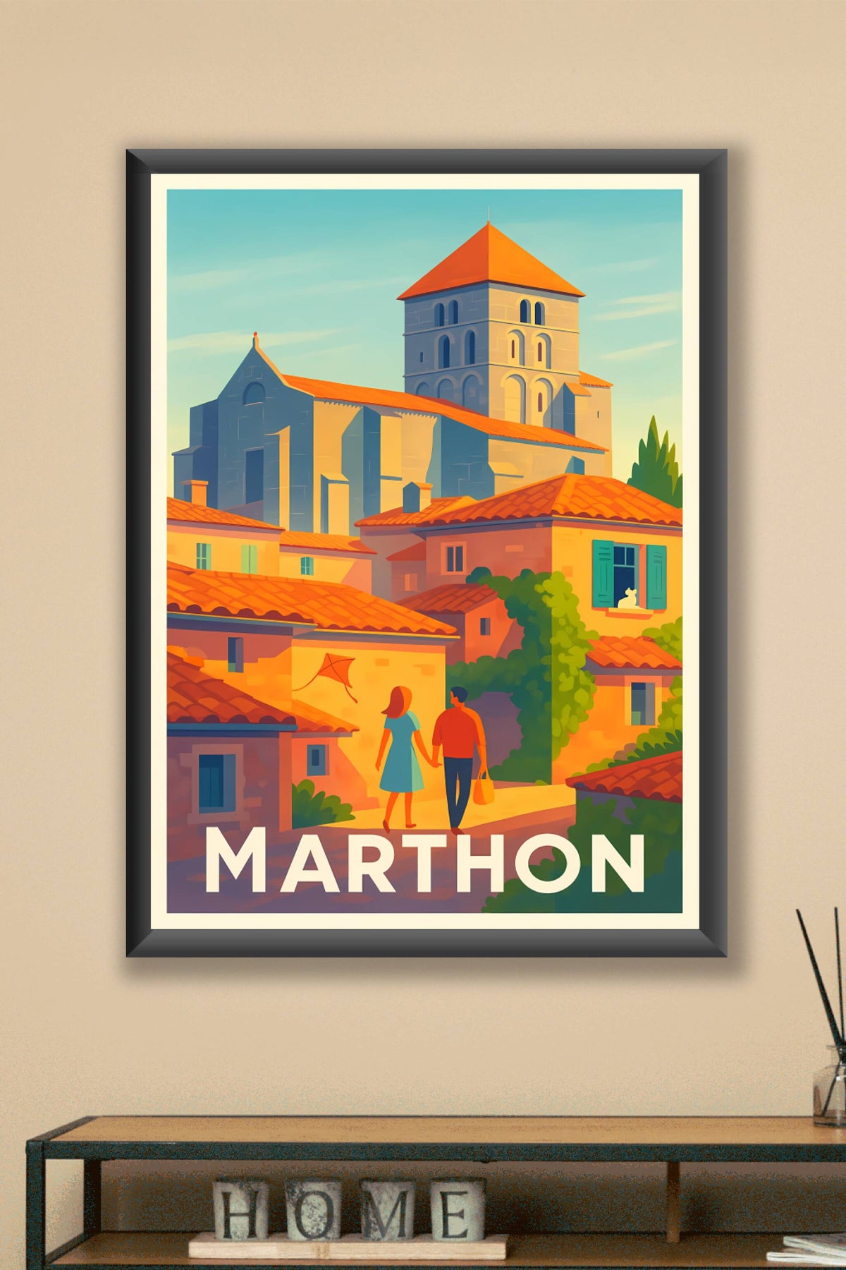 Affiche Marthon — Promenade ensoleillée au cœur du village · poster d'art de Marthon