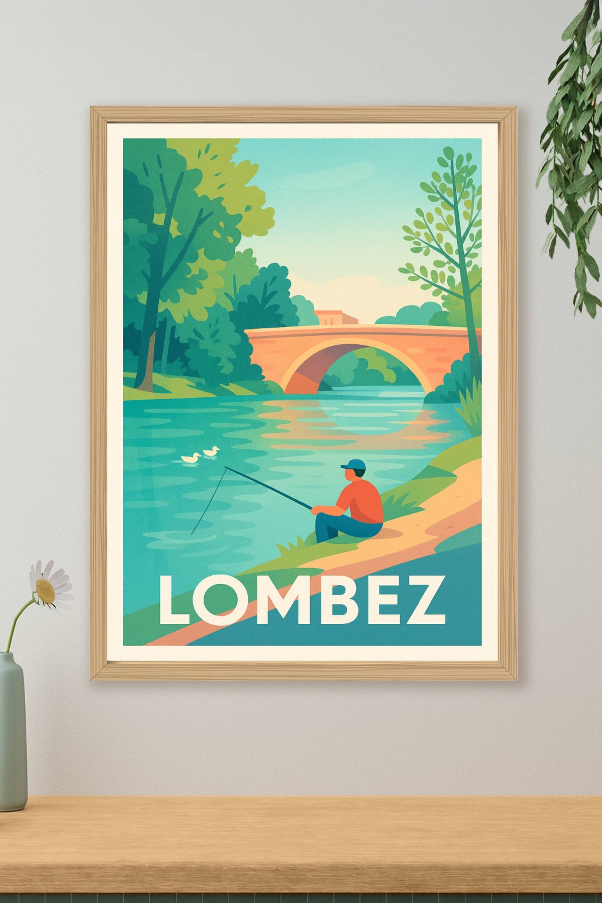 Affiche Lombez — La quiétude au fil de l'eau · poster d'art de Lombez