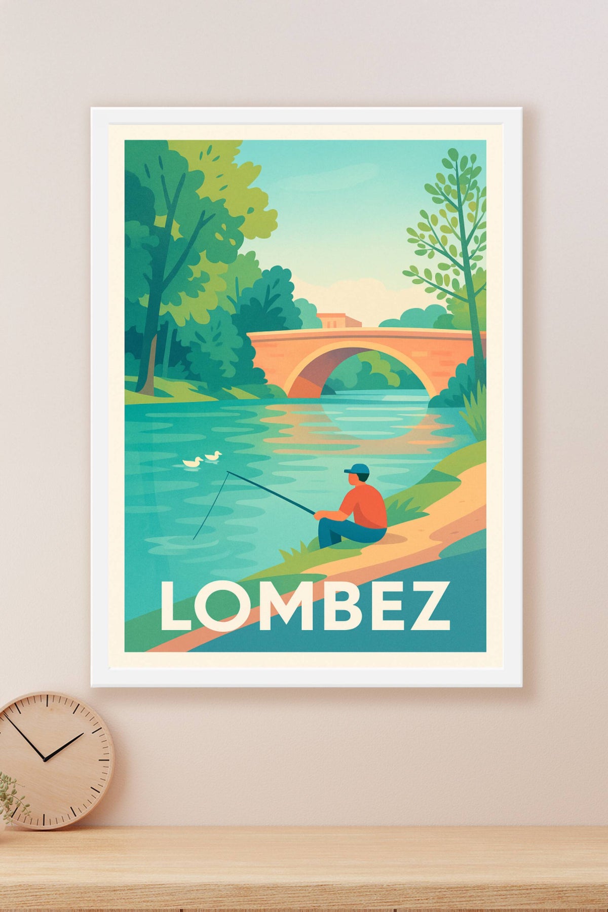 Affiche Lombez — La quiétude au fil de l'eau · poster d'art de Lombez