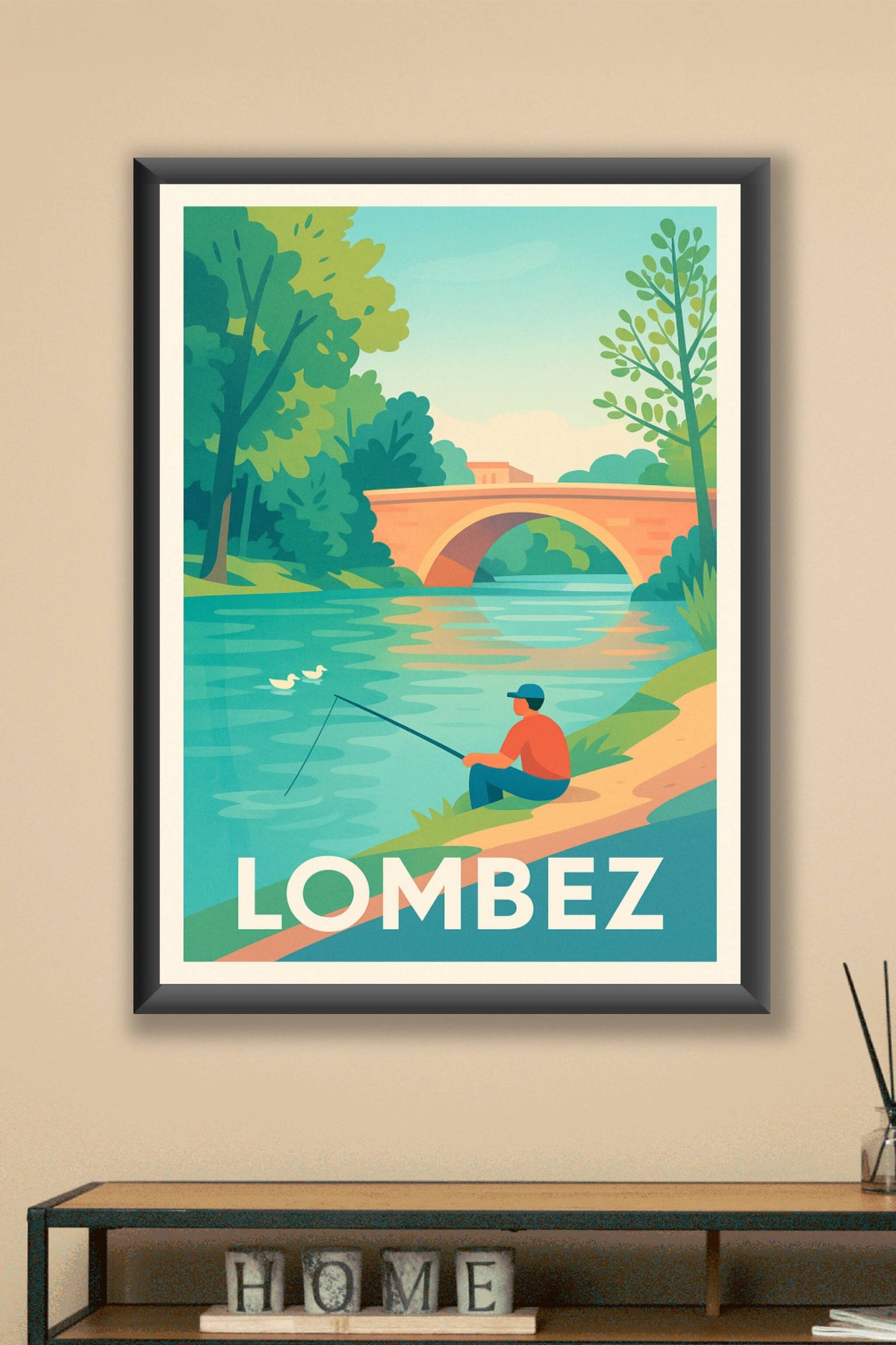 Affiche Lombez — La quiétude au fil de l'eau · poster d'art de Lombez