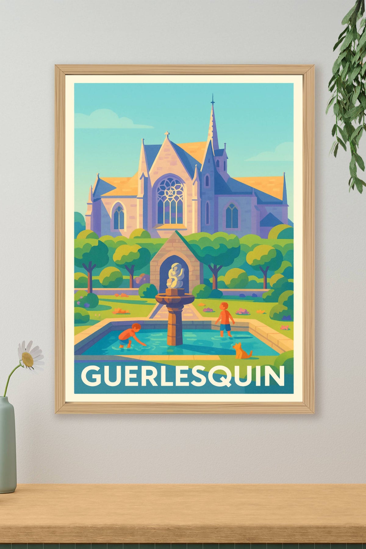 Affiche Guerlesquin — Tranquillité et charme breton · poster d'art de Guerlesquin
