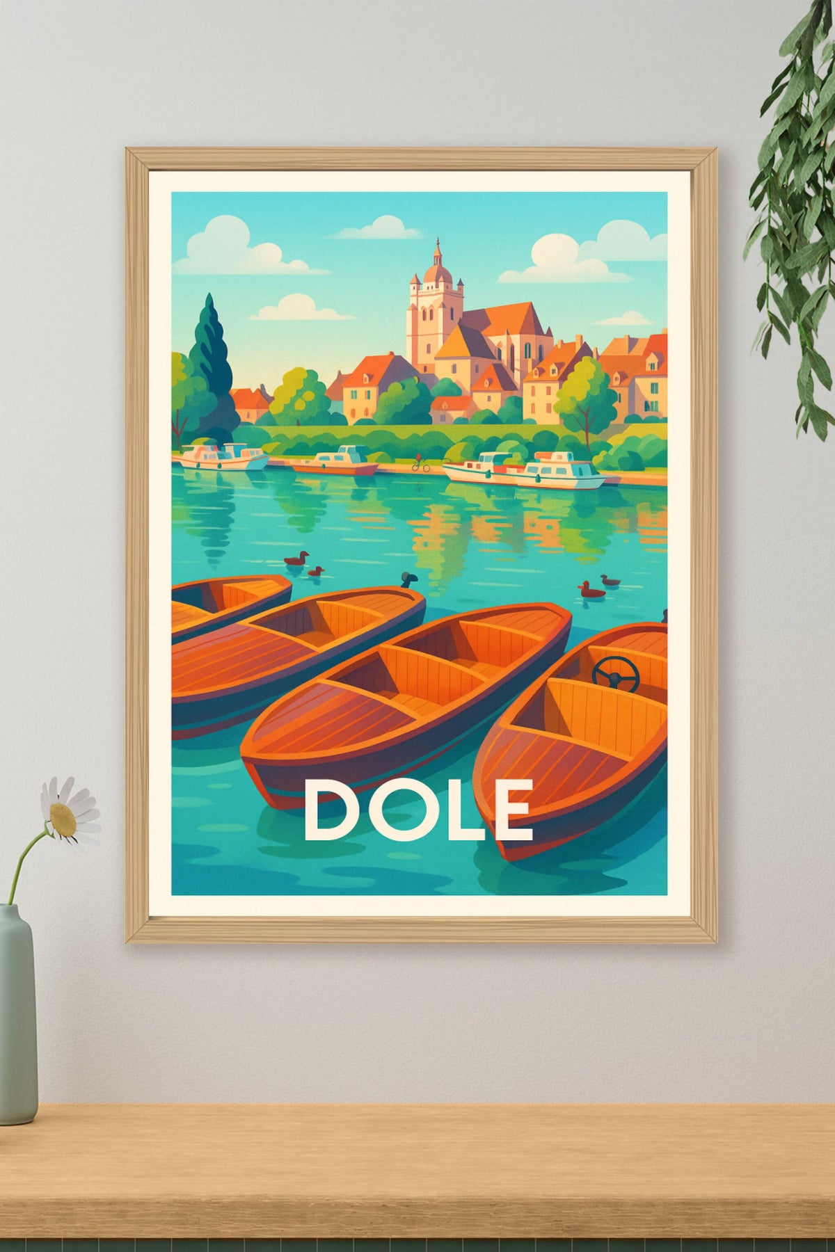 Affiche Dole — Charme paisible au fil de l'eau · poster d'art de Dole