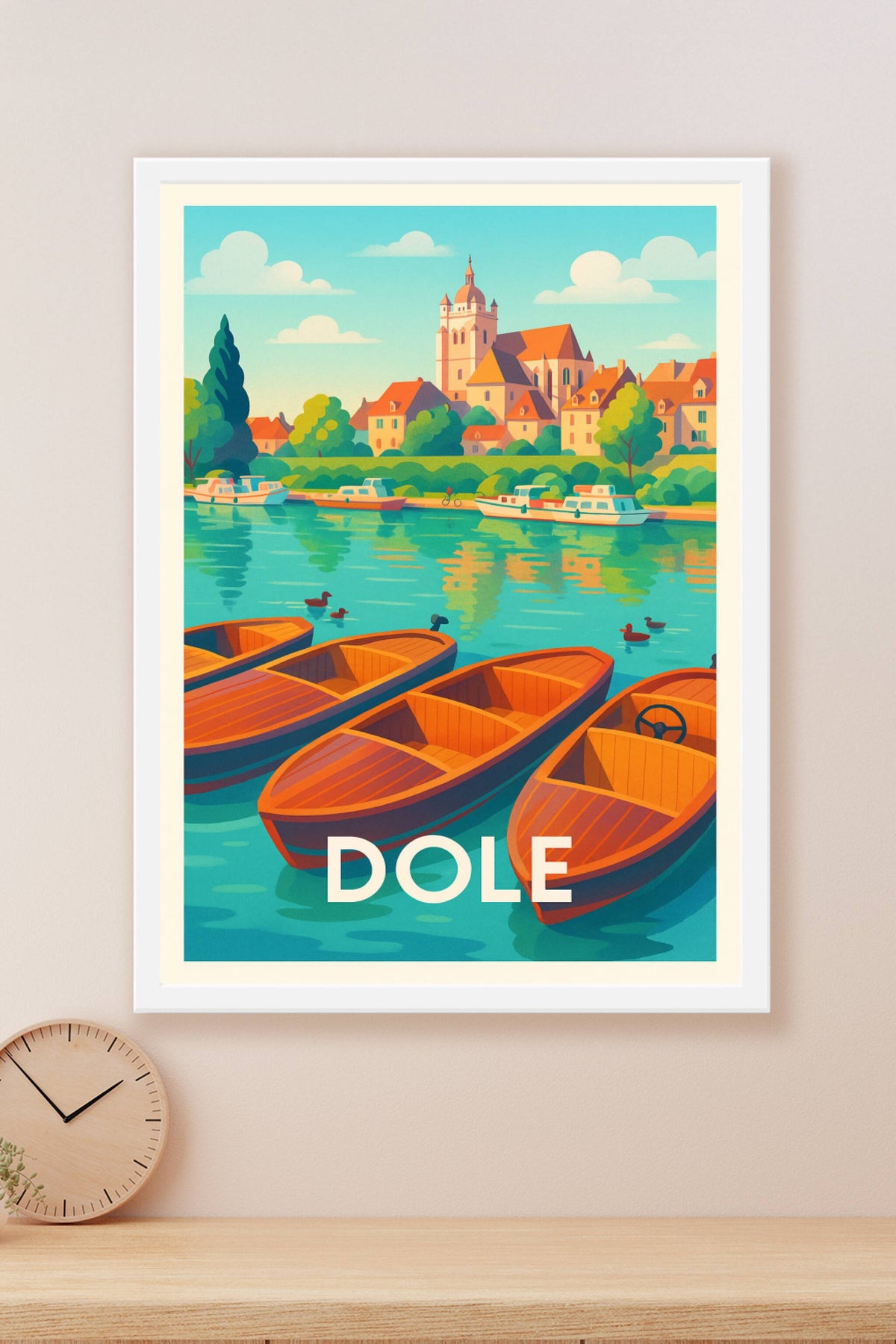 Affiche Dole — Charme paisible au fil de l'eau · poster d'art de Dole