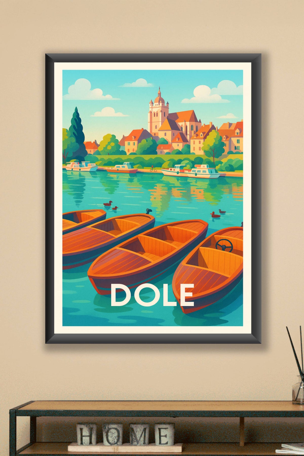 Affiche Dole — Charme paisible au fil de l'eau · poster d'art de Dole