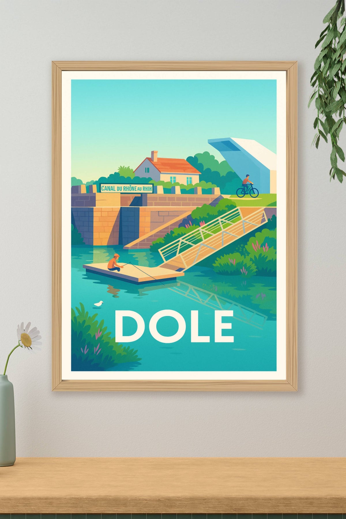 Affiche Dole — Tranquillité au Canal du Rhône au Rhin · poster d'art de Dole