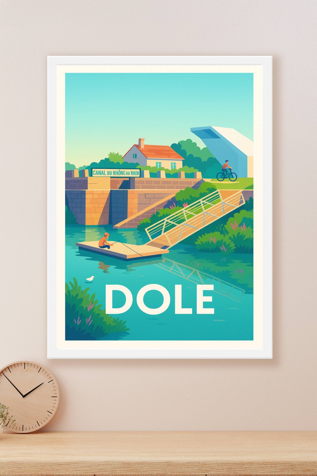 Affiche Dole — Tranquillité au Canal du Rhône au Rhin · poster d'art de Dole