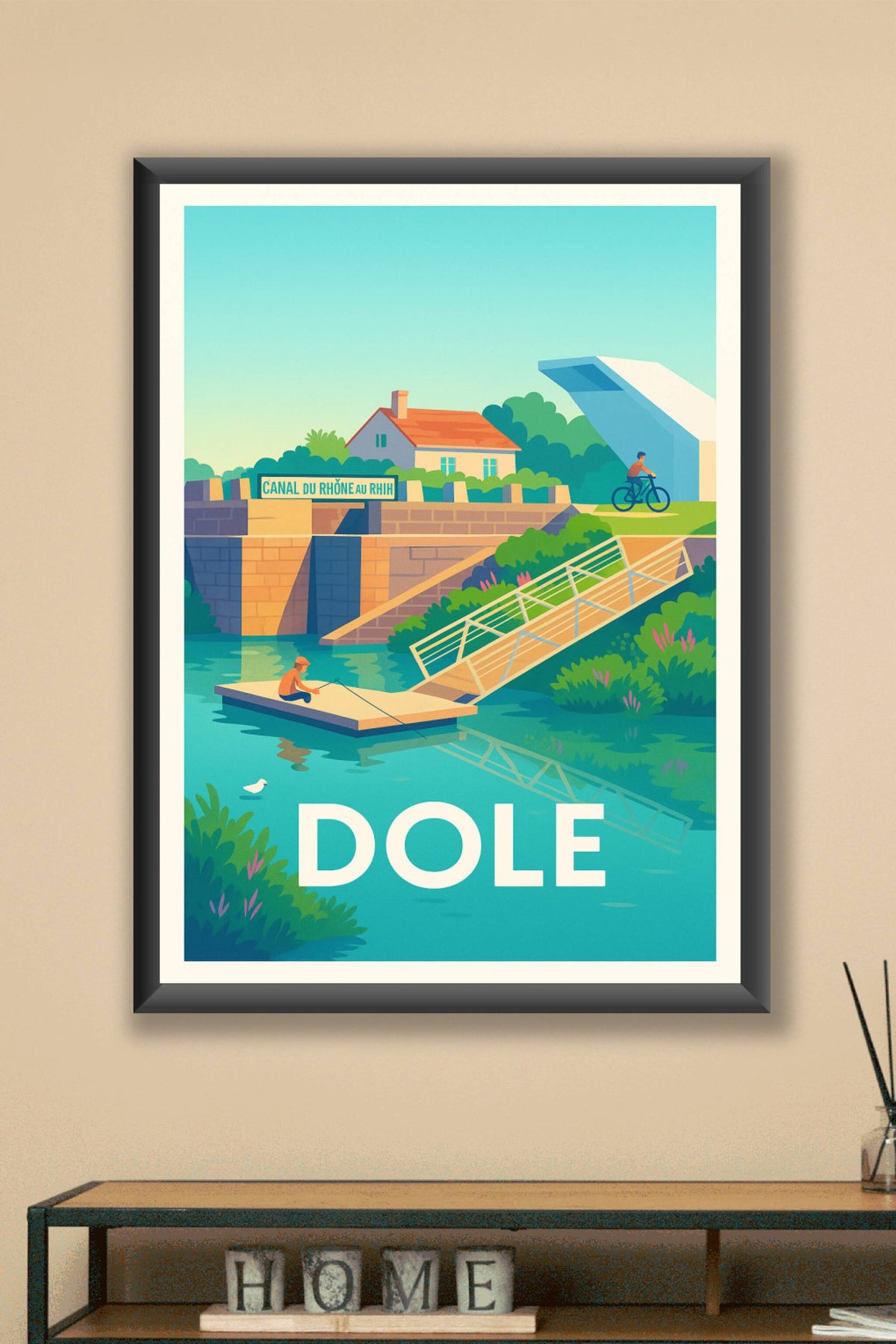 Affiche Dole — Tranquillité au Canal du Rhône au Rhin · poster d'art de Dole