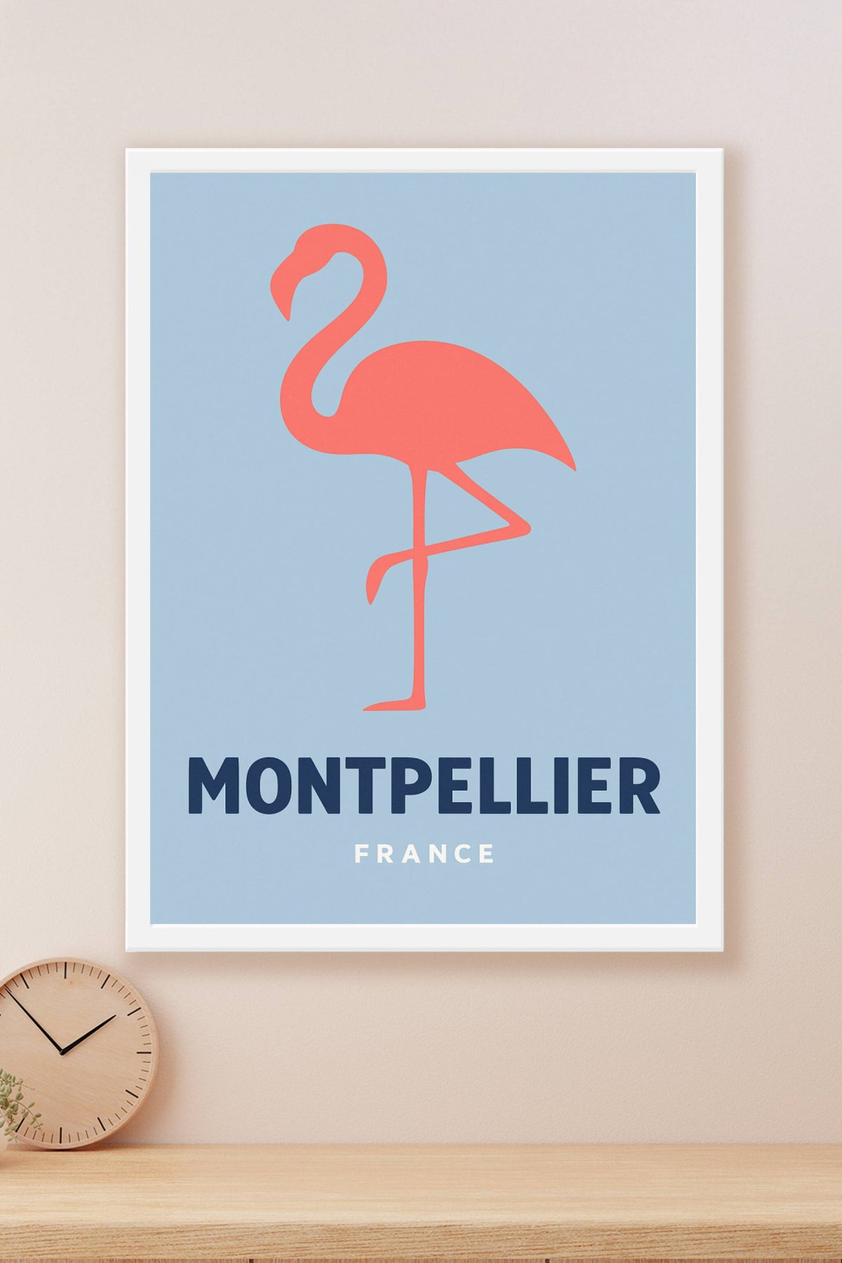 Affiche Montpellier — Élégance et simplicité du flamant rose · poster d'art de Montpellier