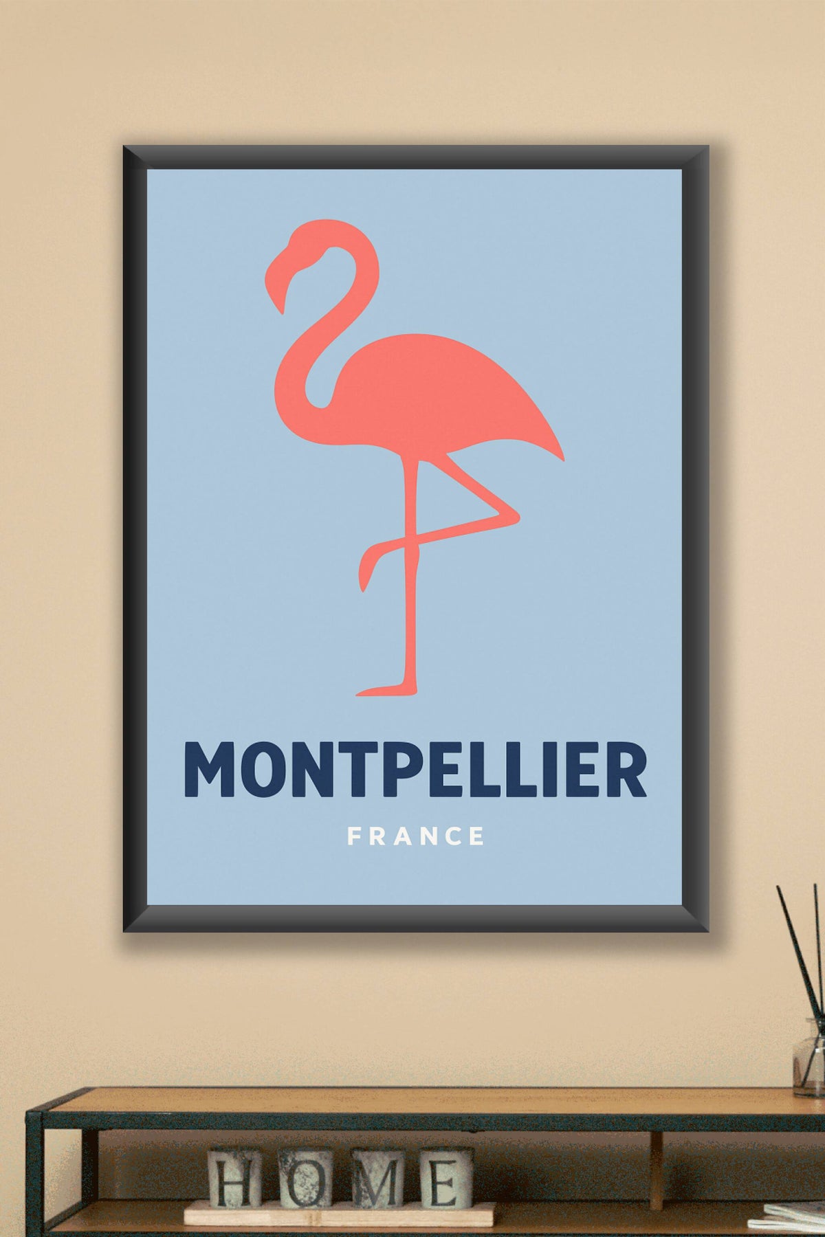 Affiche Montpellier — Élégance et simplicité du flamant rose · poster d'art de Montpellier