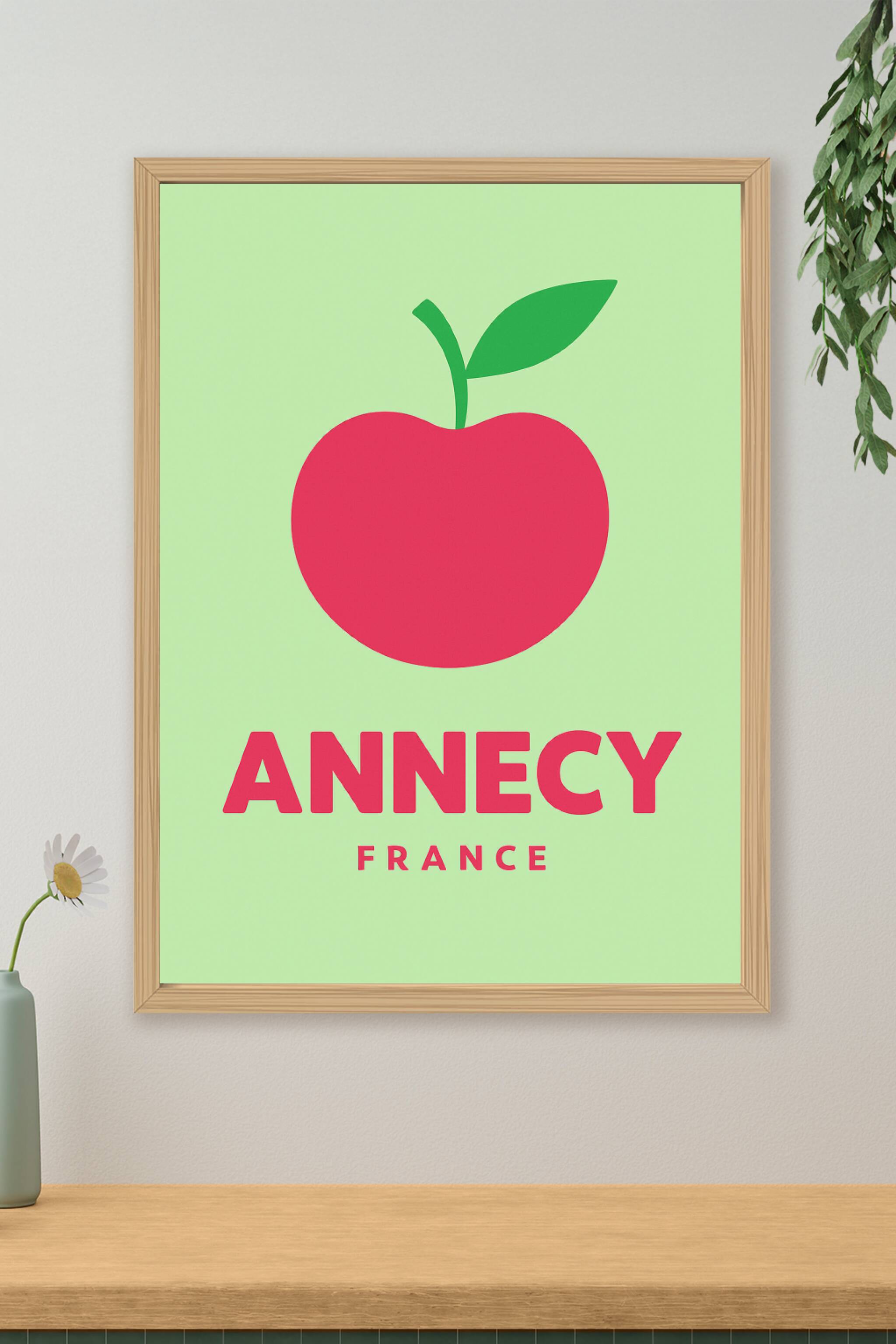 Affiche de Annecy - La Pomme Symbole de Fraîcheur