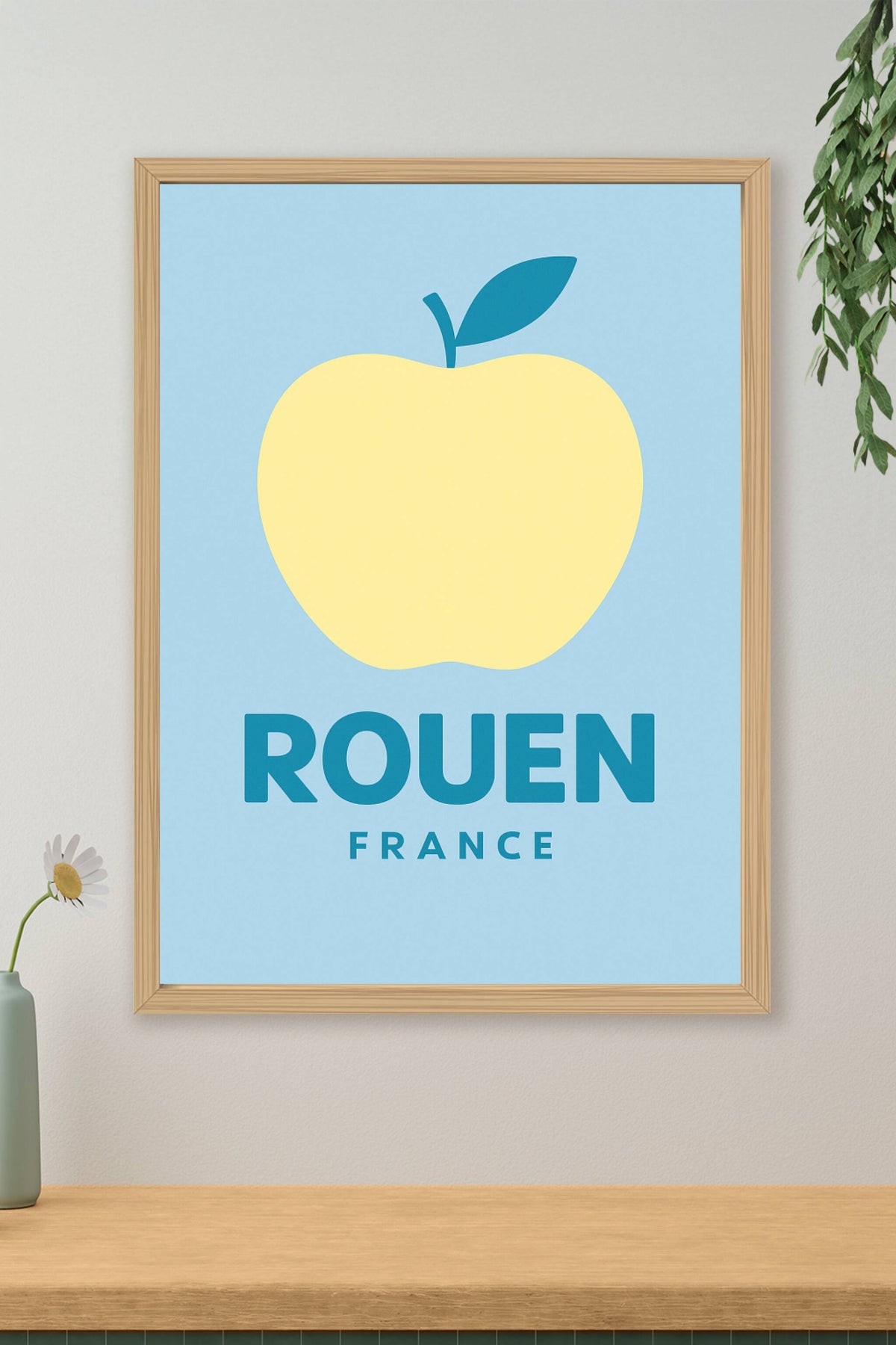 Affiche Rouen — La Pomme Jaune Iconique · poster d'art de Rouen