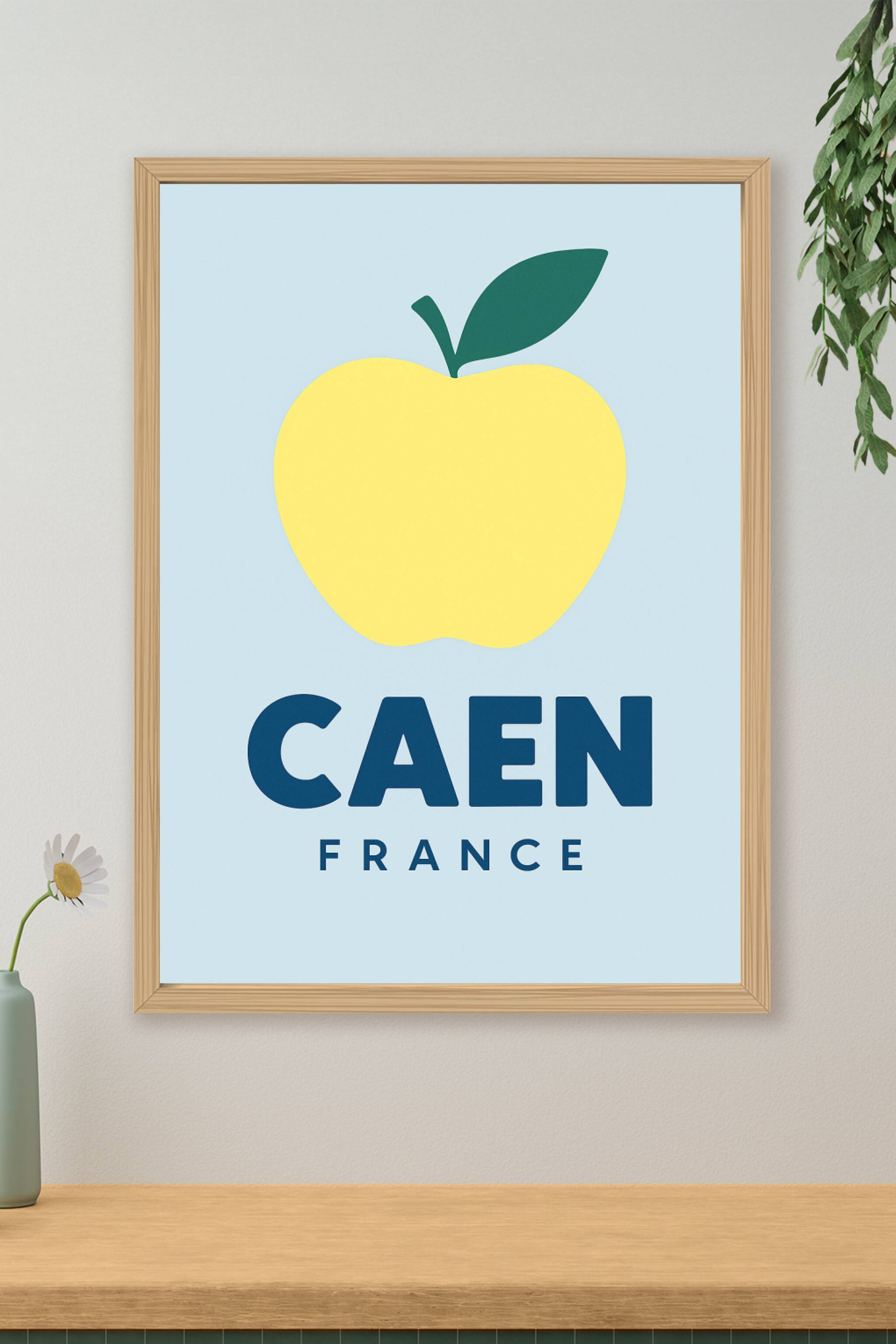 Affiche de Caen - La pomme iconique du paysage normand