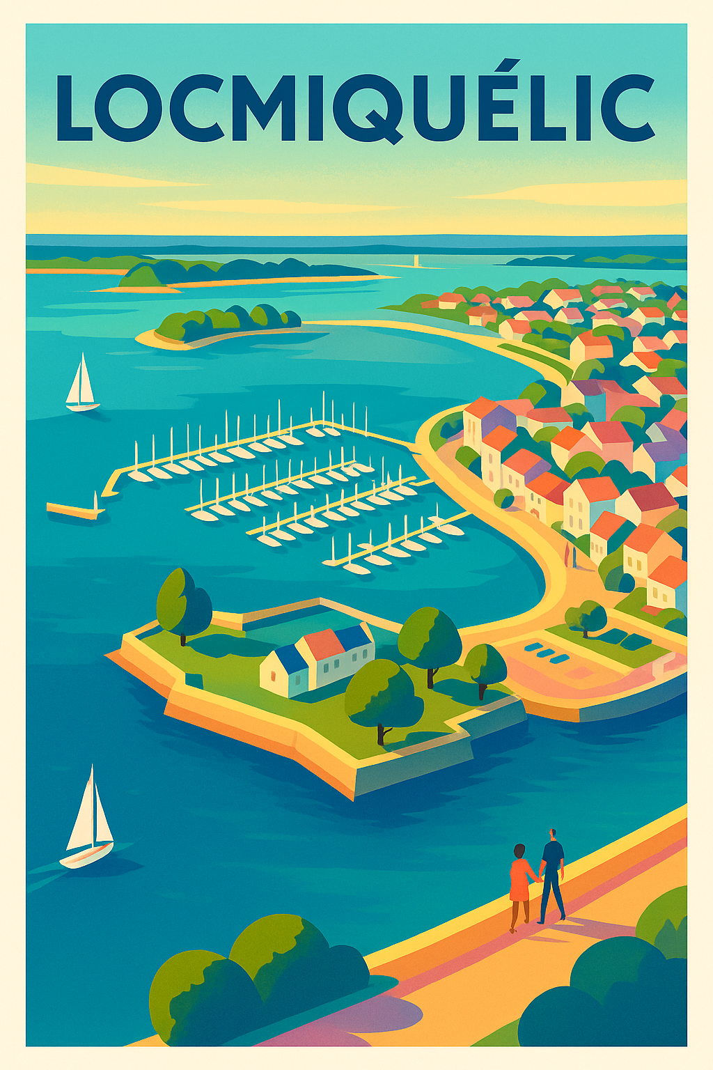 Affiche de Locmiquélic - Évasion maritime en couleurs