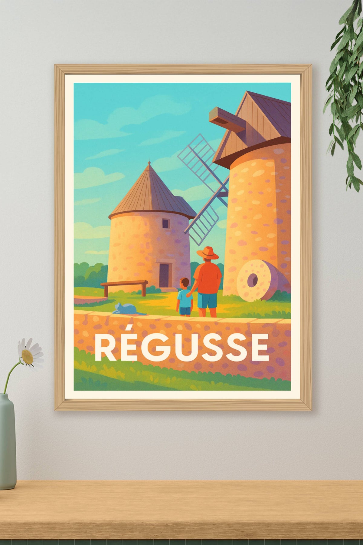 Affiche Régusse — L’authenticité des moulins provençaux · poster d'art de Régusse