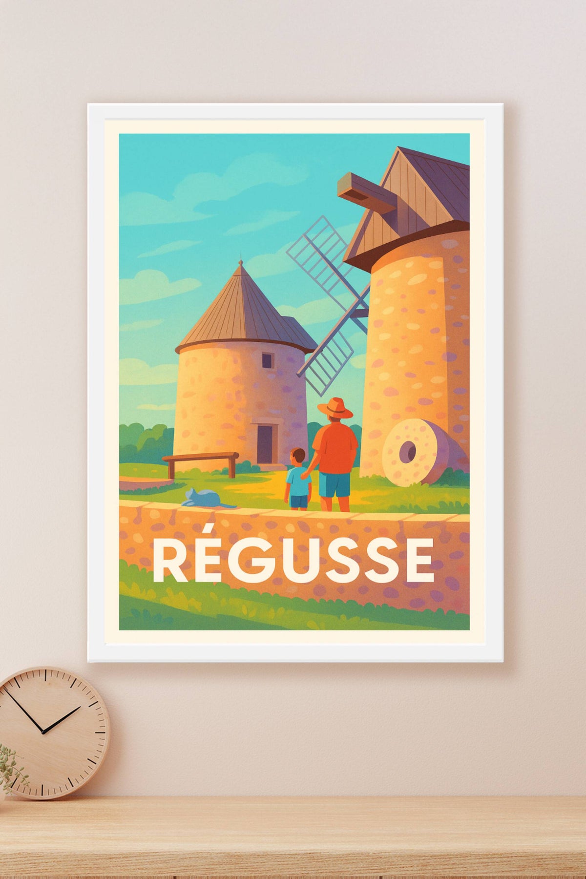 Affiche Régusse — L’authenticité des moulins provençaux · poster d'art de Régusse