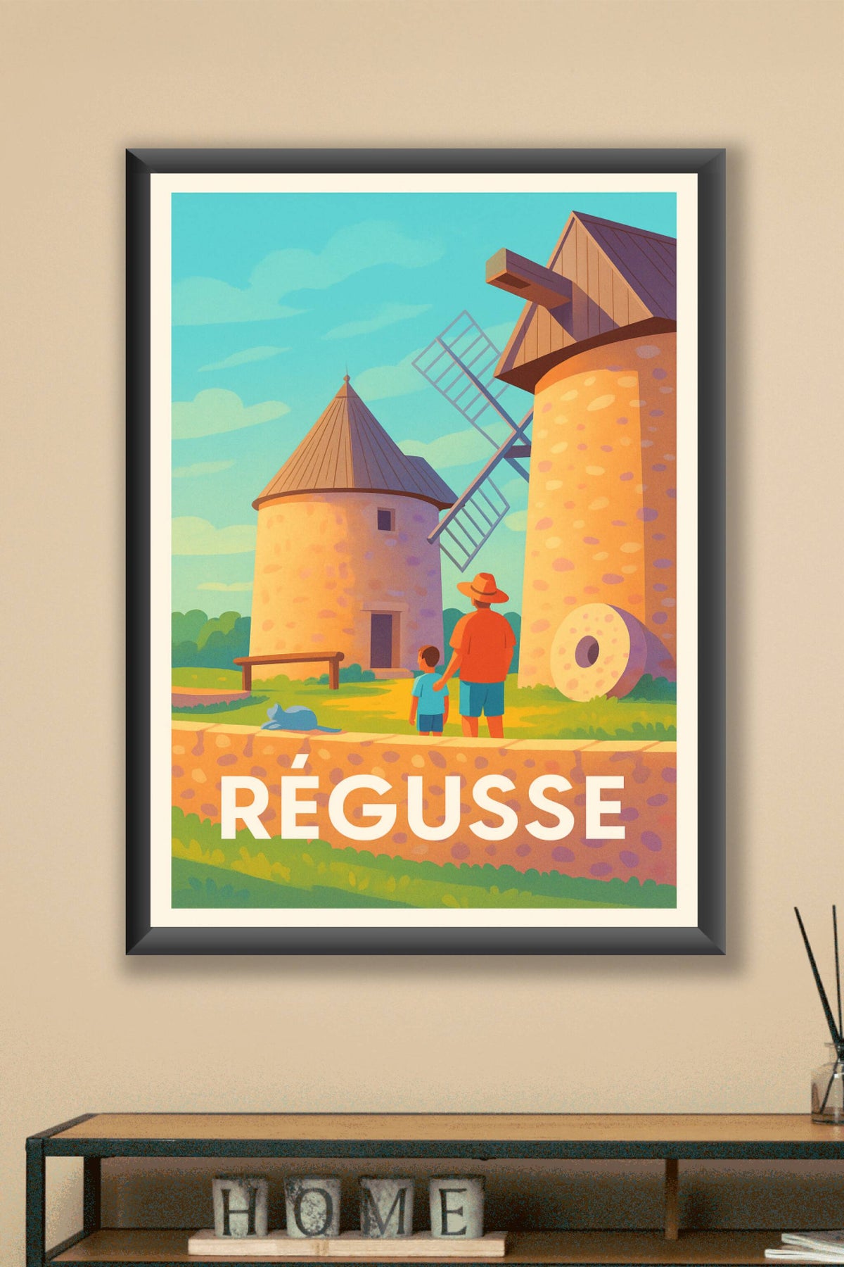 Affiche Régusse — L’authenticité des moulins provençaux · poster d'art de Régusse