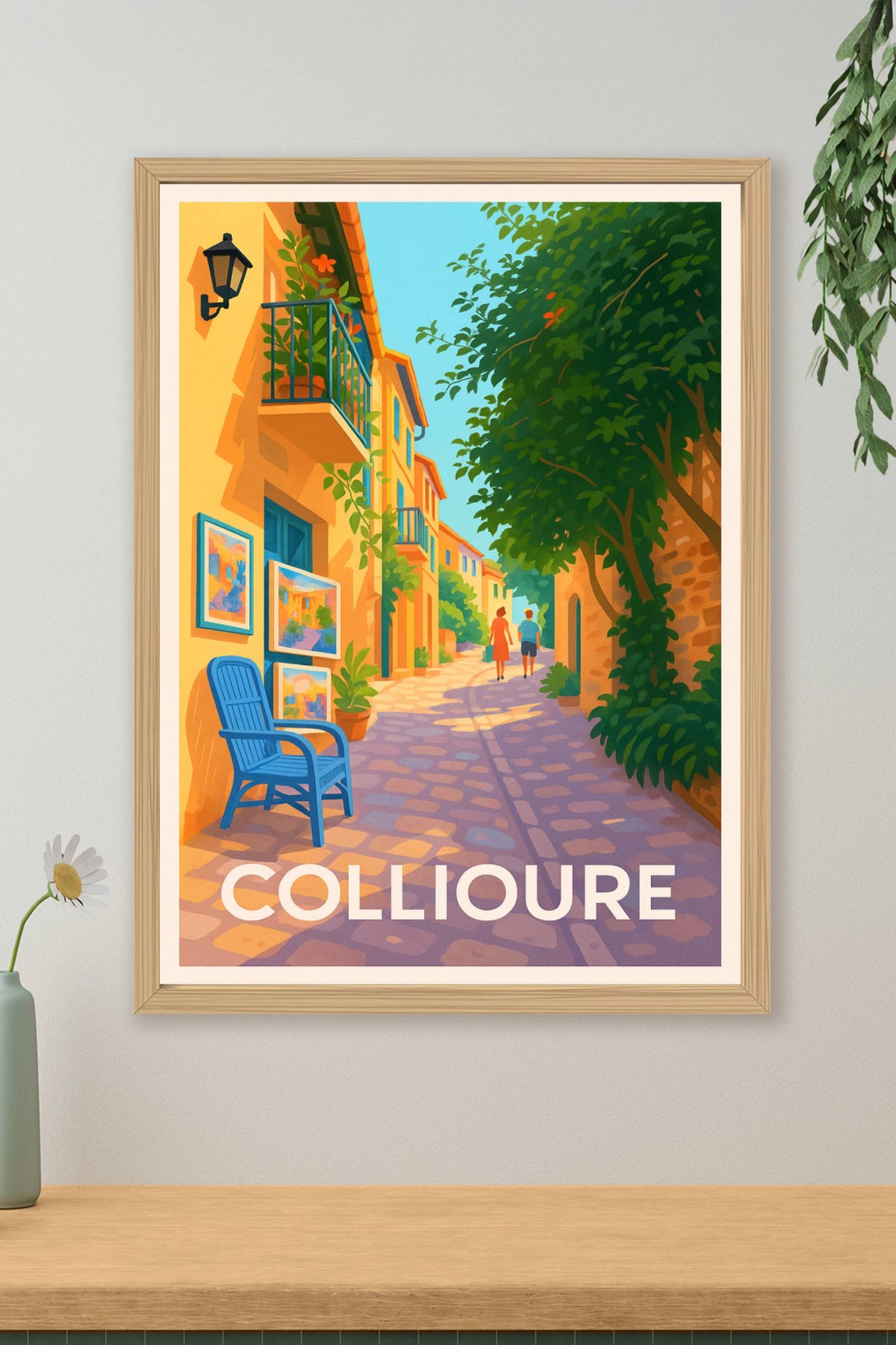 Affiche Collioure — Charme d'une ruelle ensoleillée · poster d'art de Collioure