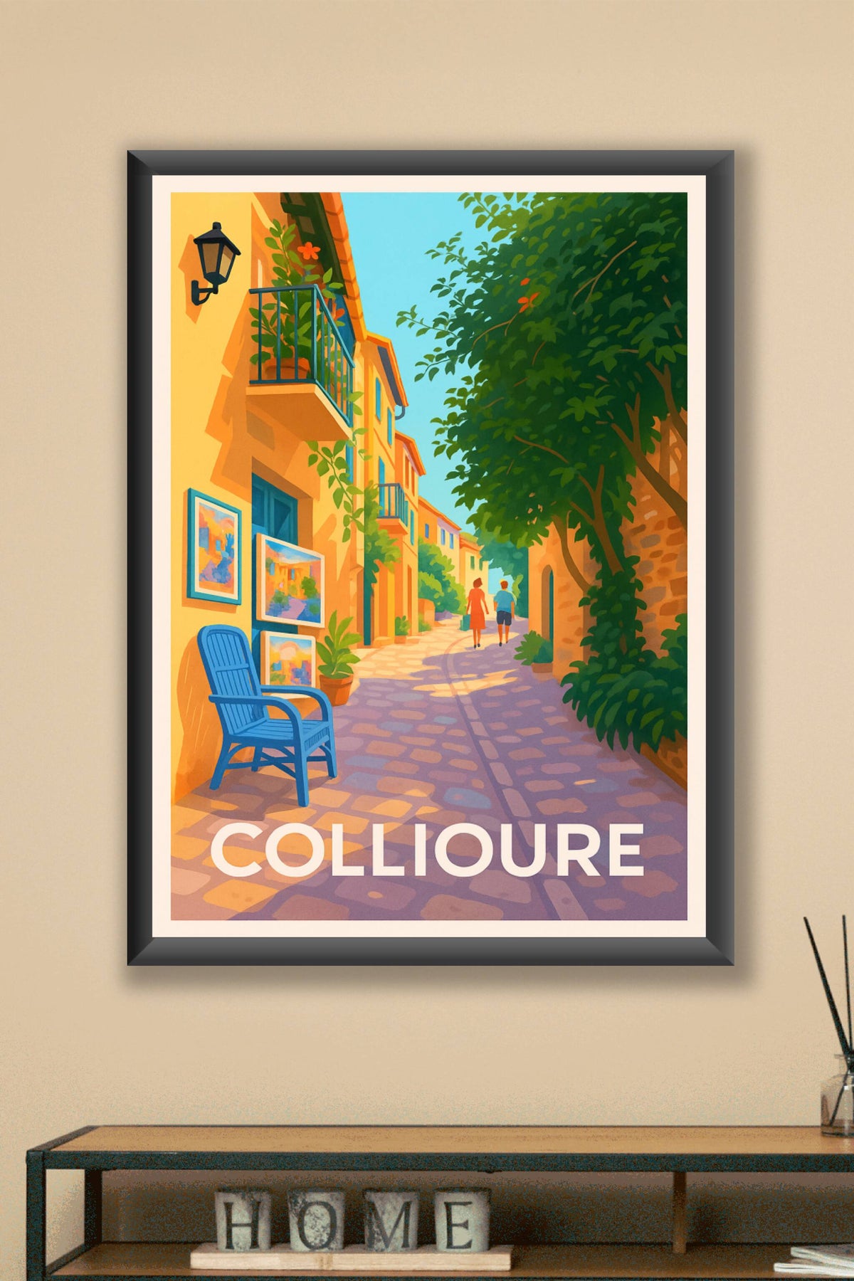 Affiche Collioure — Charme d'une ruelle ensoleillée · poster d'art de Collioure