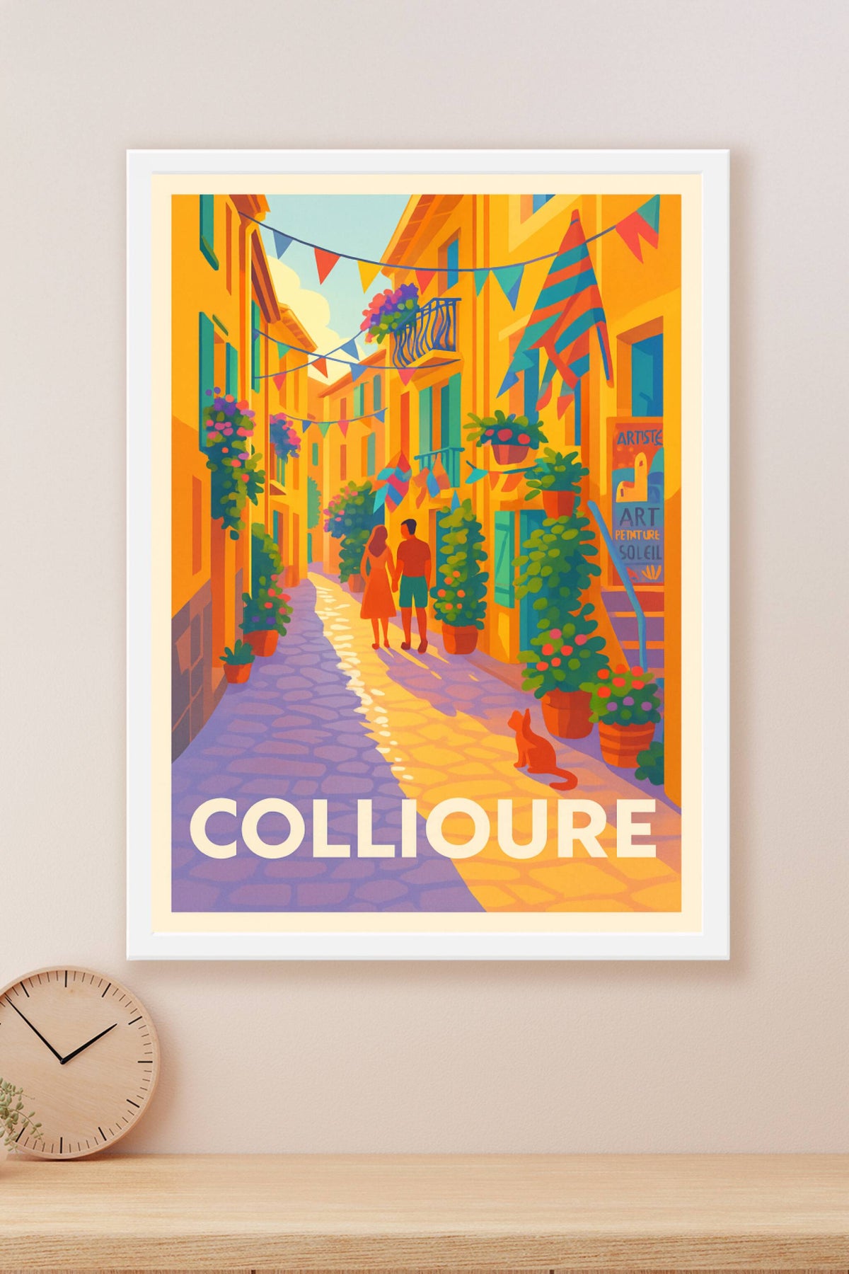 Affiche Collioure — Flânerie ensoleillée au cœur du village · poster d'art de Collioure