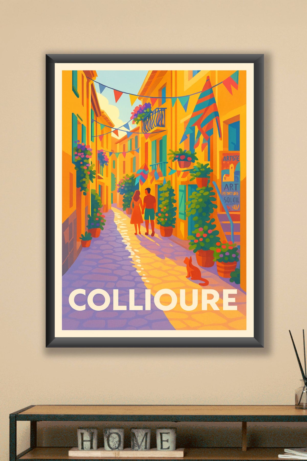 Affiche Collioure — Flânerie ensoleillée au cœur du village · poster d'art de Collioure