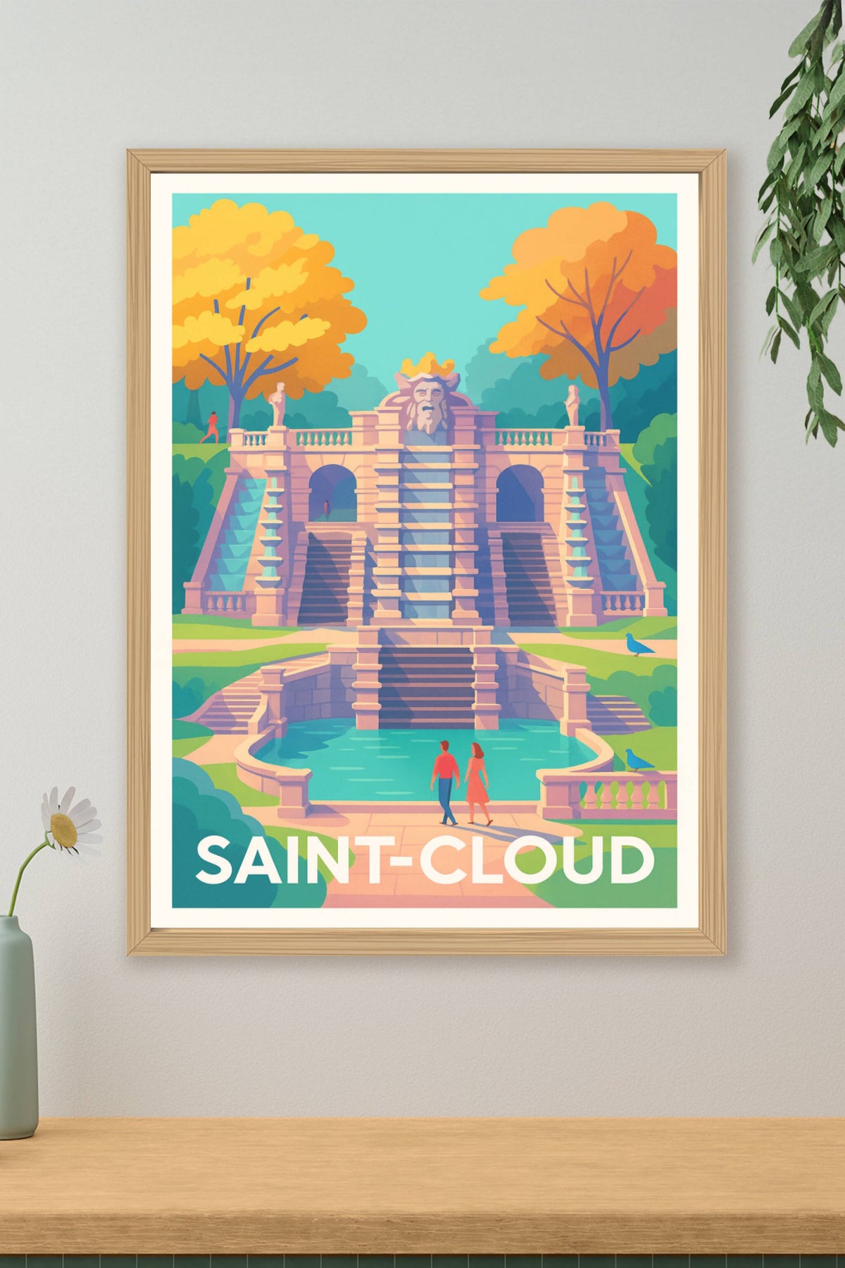 Affiche Saint-Cloud — Élégance architecturale et sérénité verte · poster d'art de Saint-Cloud