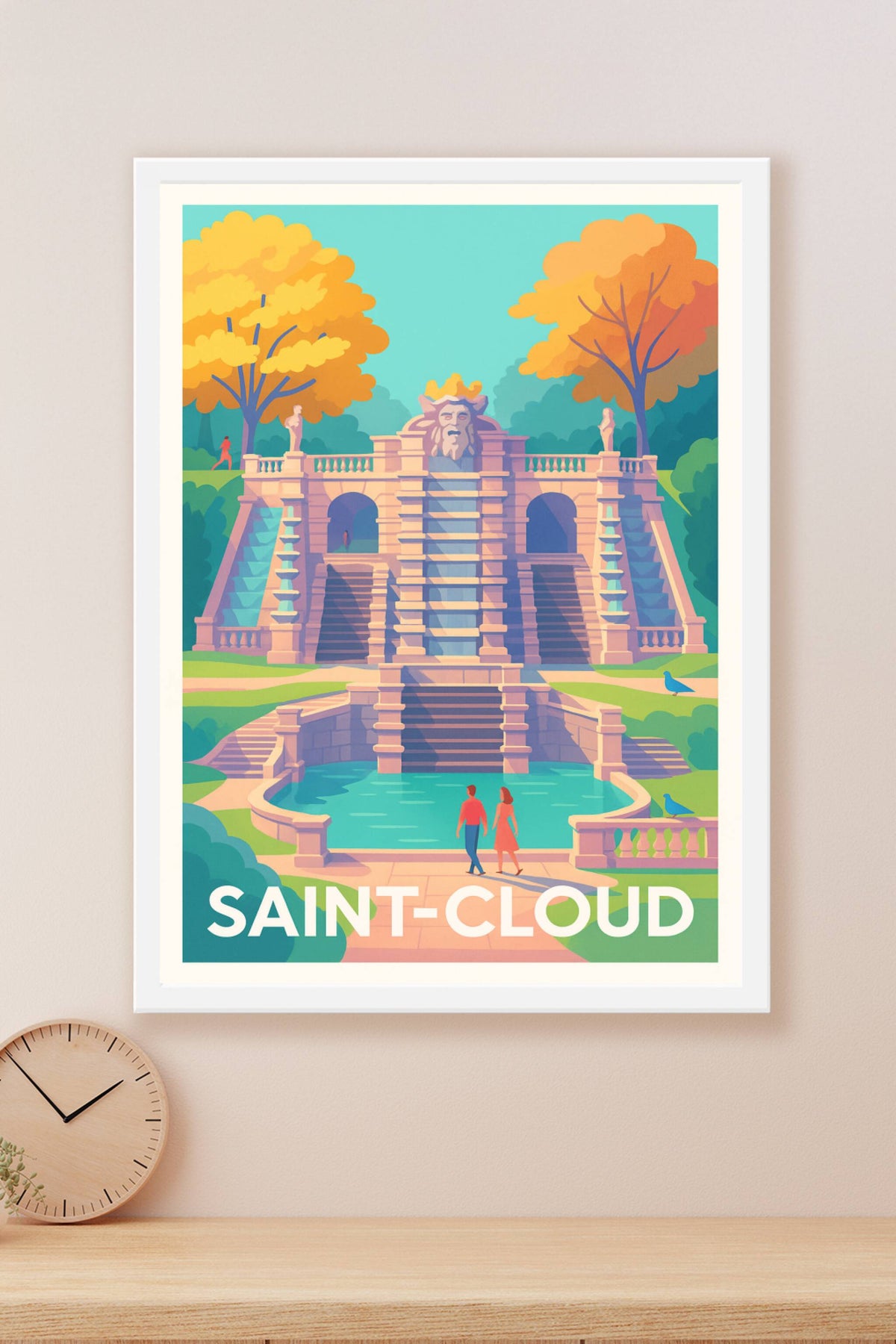 Affiche Saint-Cloud — Élégance architecturale et sérénité verte · poster d'art de Saint-Cloud