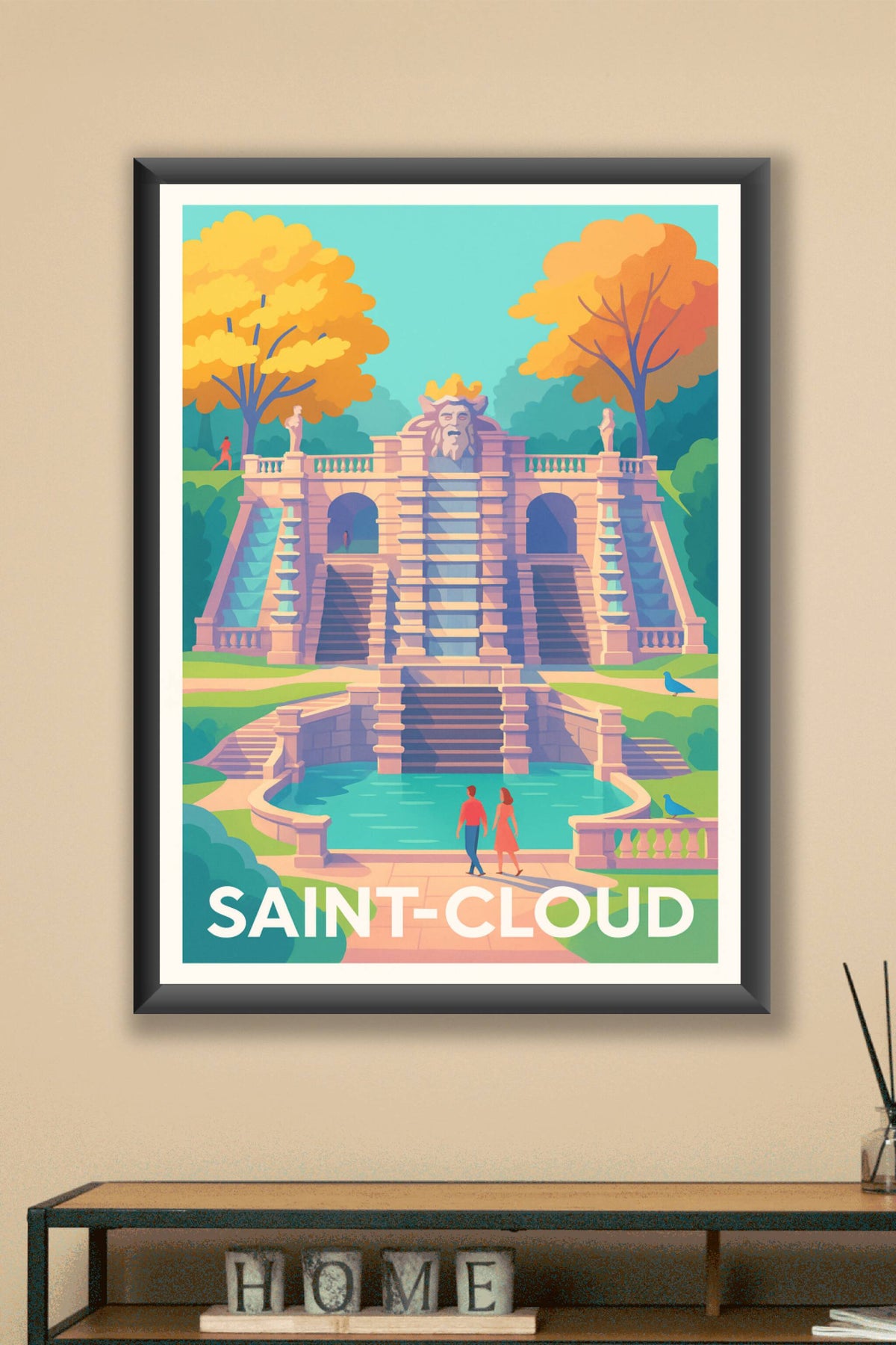 Affiche Saint-Cloud — Élégance architecturale et sérénité verte · poster d'art de Saint-Cloud