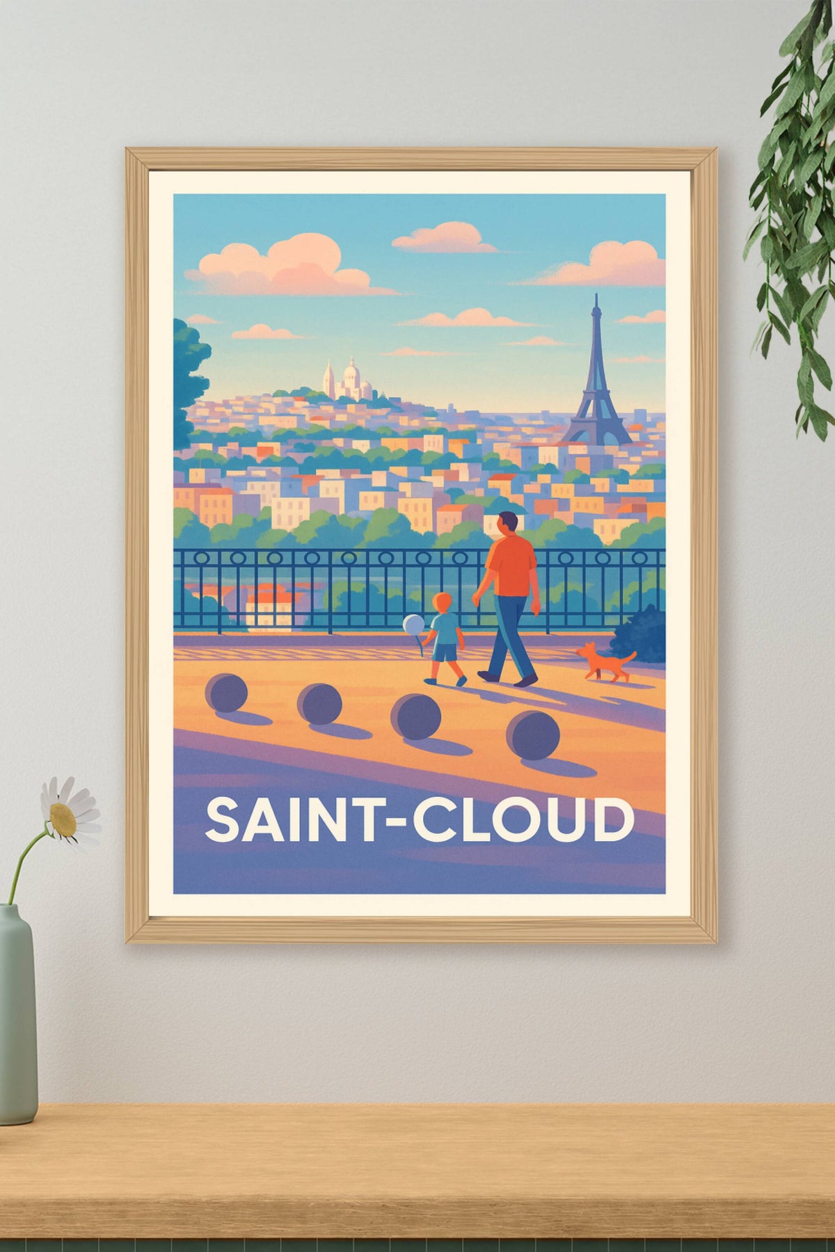 Affiche Saint-Cloud — Promenade avec vue sur Paris · poster d'art de Saint-Cloud