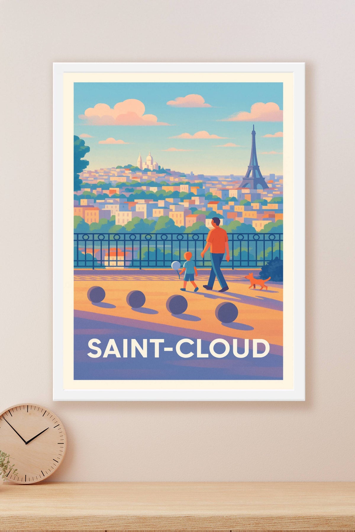 Affiche Saint-Cloud — Promenade avec vue sur Paris · poster d'art de Saint-Cloud