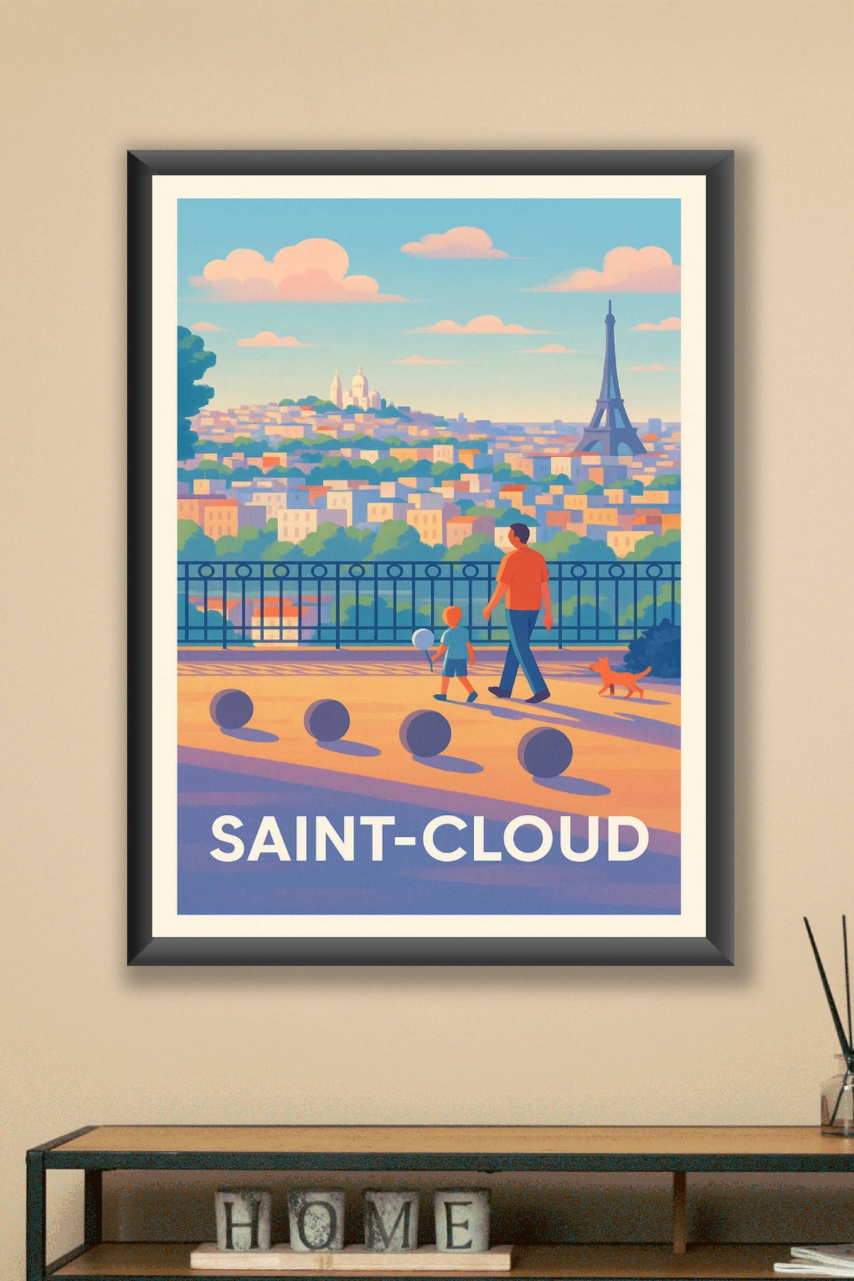 Affiche Saint-Cloud — Promenade avec vue sur Paris · poster d'art de Saint-Cloud