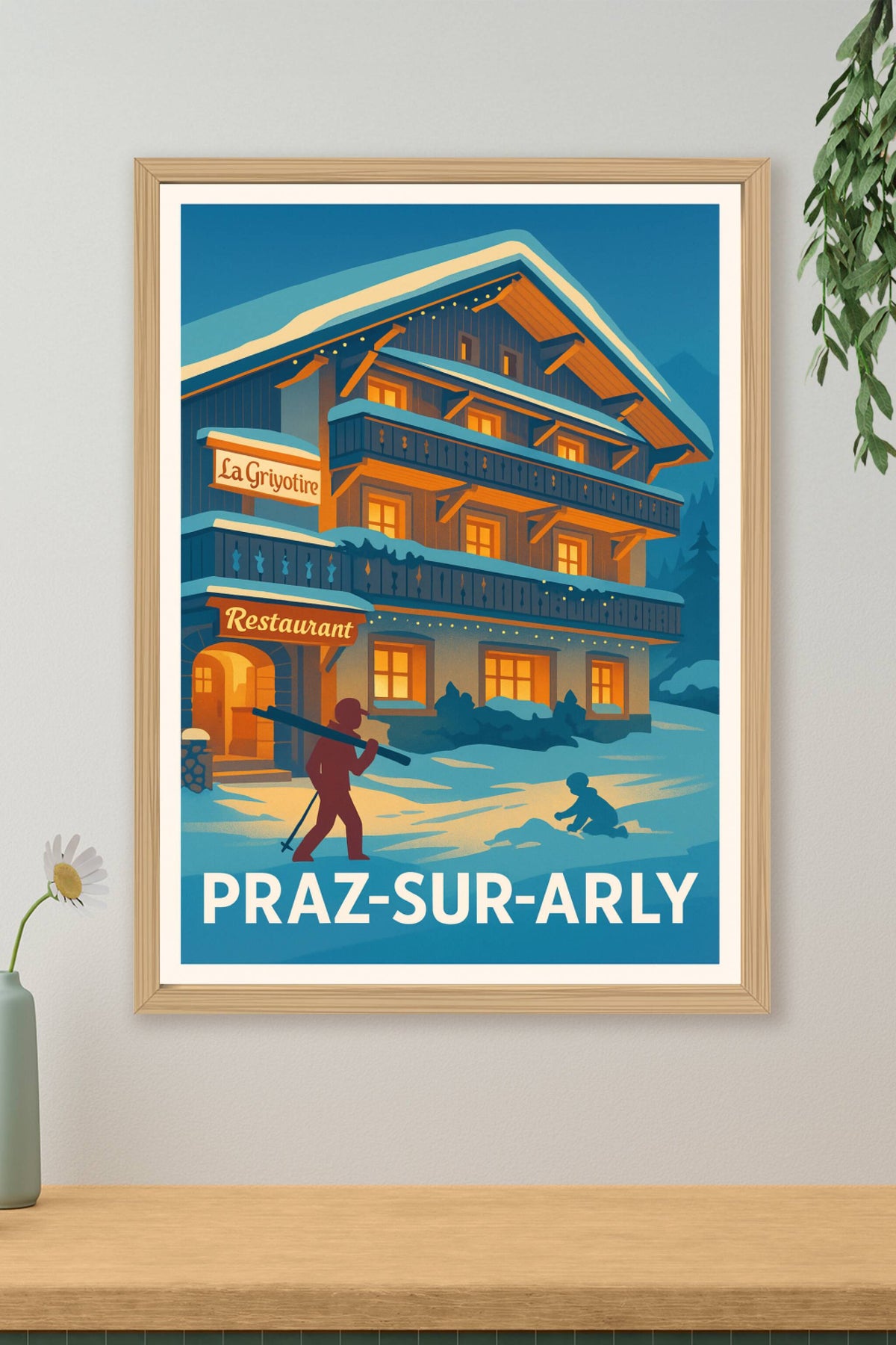 Affiche Praz-sur-Arly — Charme et convivialité alpine en hiver · poster d'art de Praz-sur-Arly