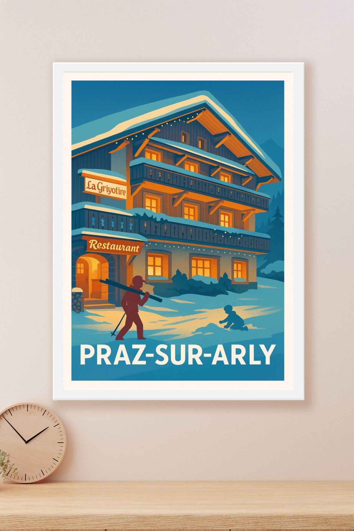Affiche Praz-sur-Arly — Charme et convivialité alpine en hiver · poster d'art de Praz-sur-Arly