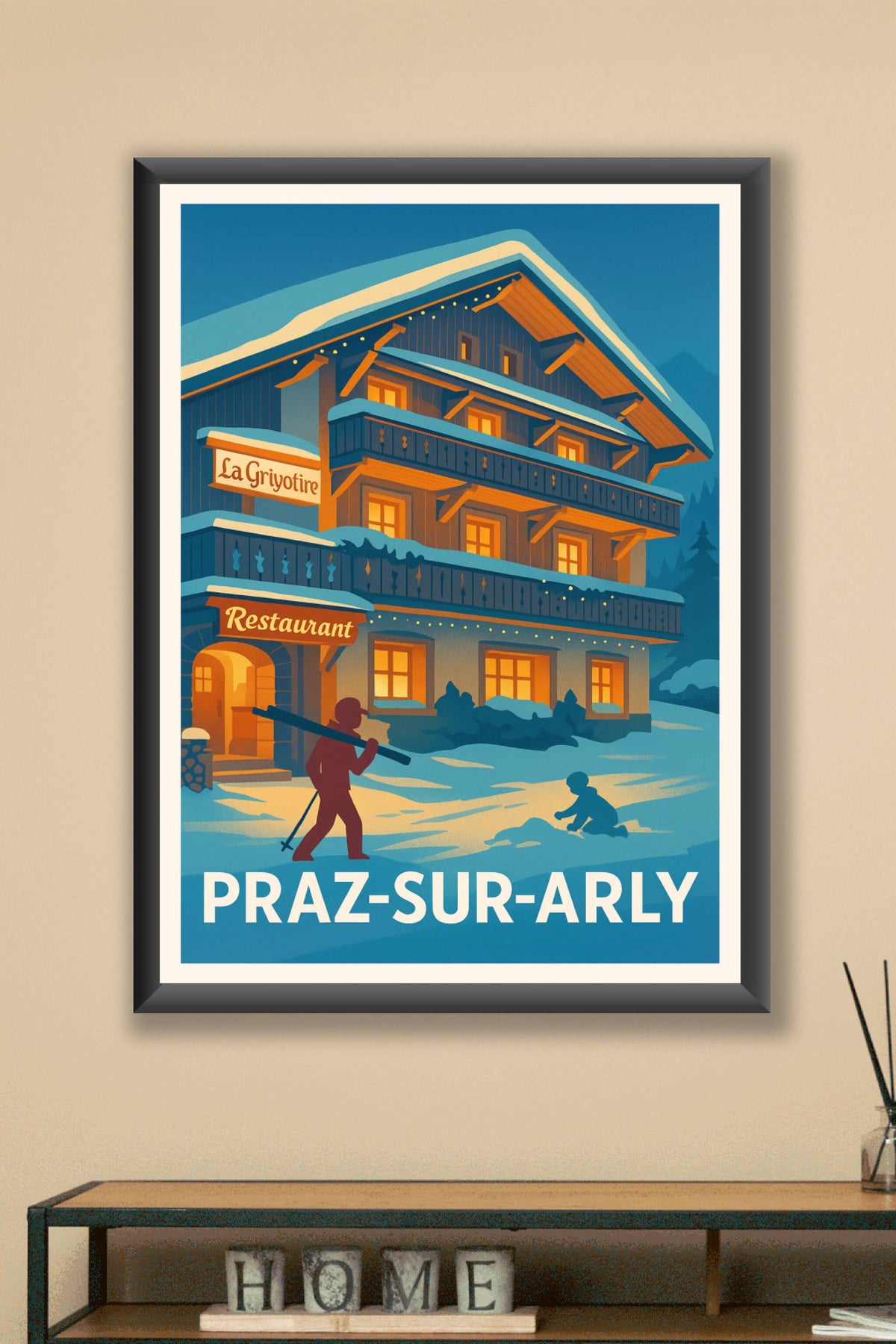 Affiche Praz-sur-Arly — Charme et convivialité alpine en hiver · poster d'art de Praz-sur-Arly