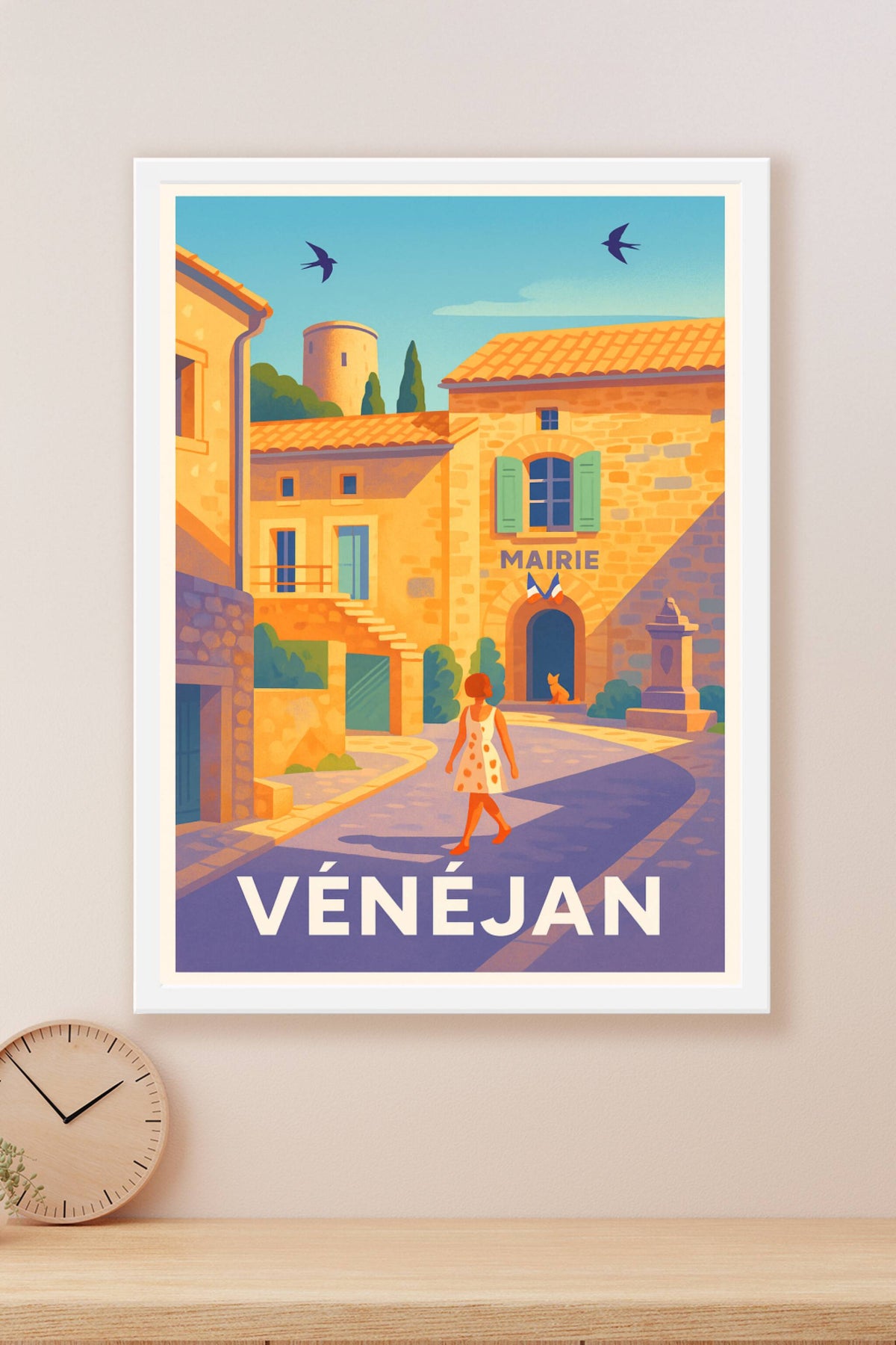 Affiche Vénéjan — Charmante balade sous le soleil méditerranéen · poster d'art de Vénéjan